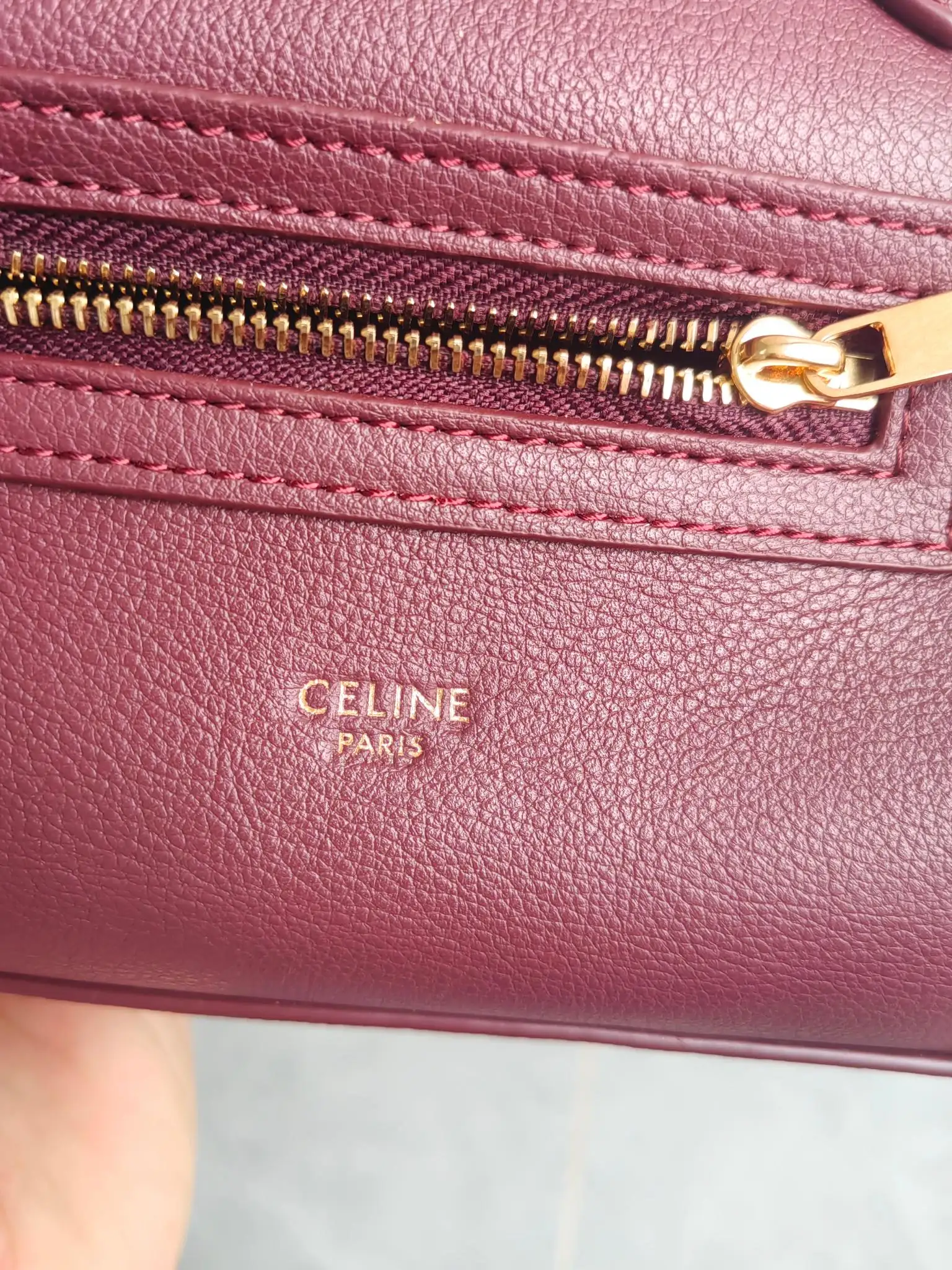 Celine Mini Luggage Handbag in Burgundy D57017779 — view 5