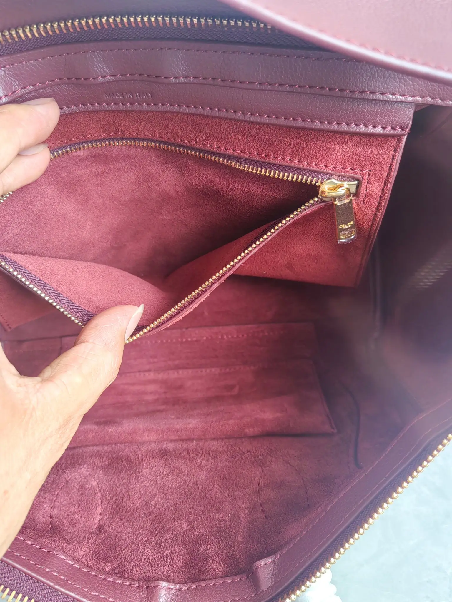 Celine Mini Luggage Handbag in Burgundy D57017779 — view 8