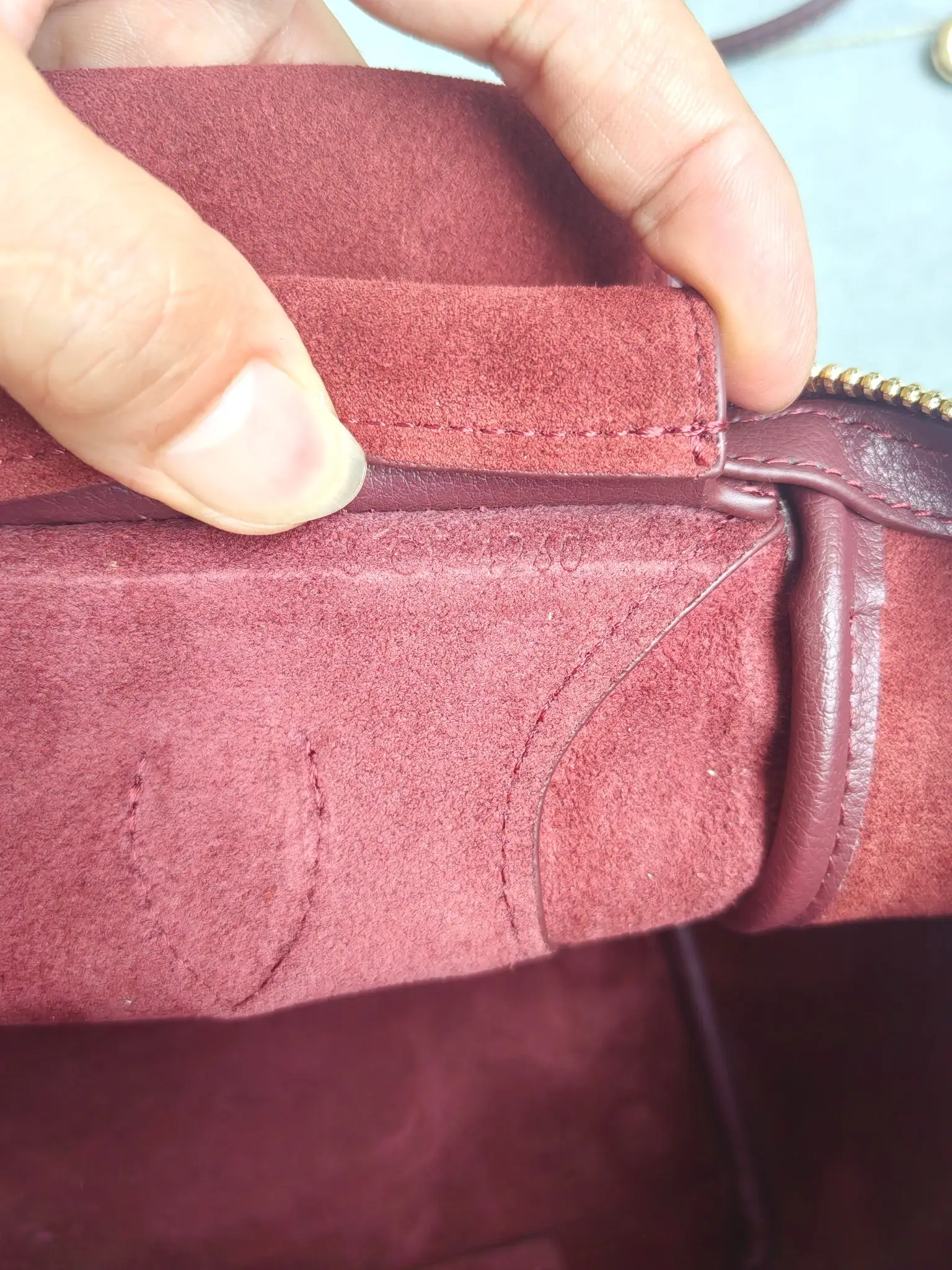 Celine Mini Luggage Handbag in Burgundy D57017779 — view 9
