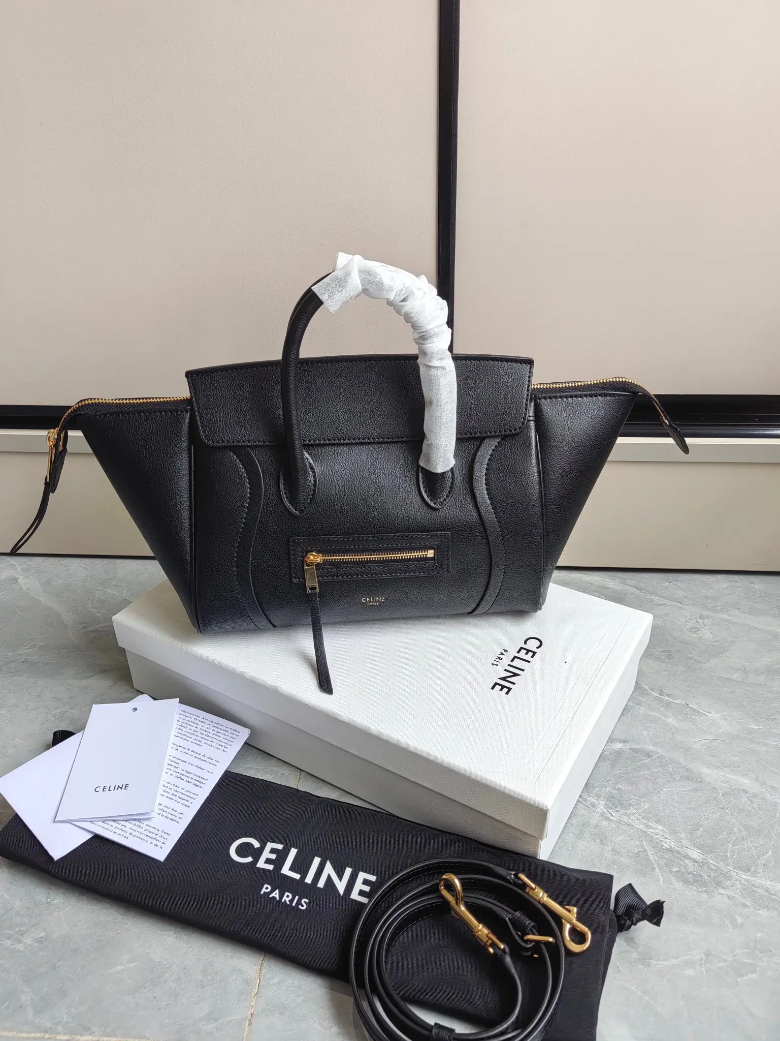 Celine Nano Luggage Handbag in Grained Leather D57017777
