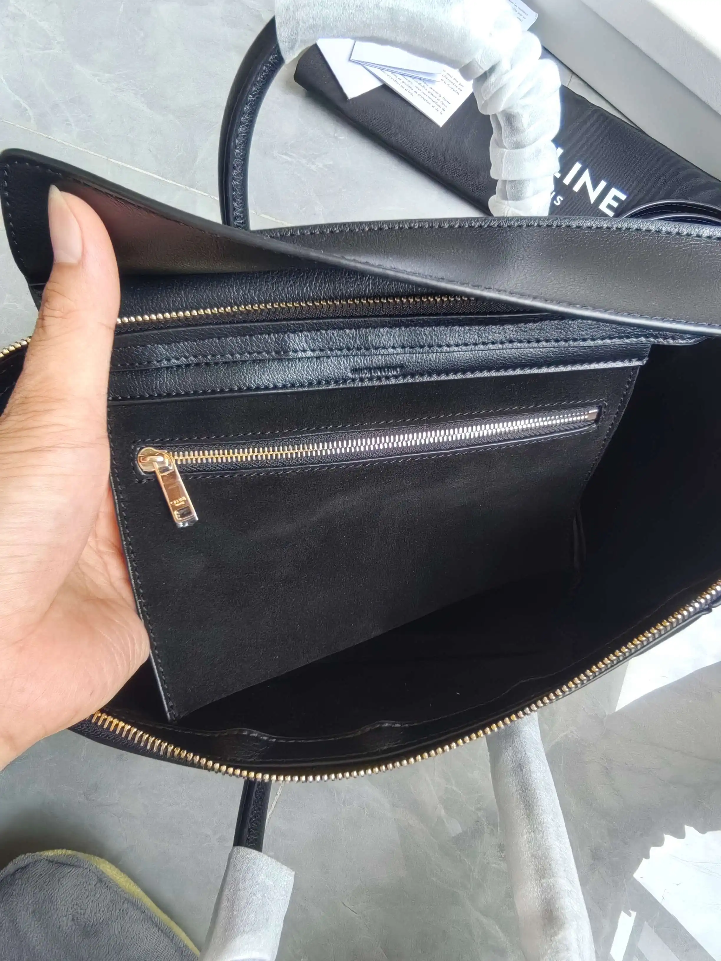 Celine Nano Luggage Handbag in Grained Leather D57017777 — view 8