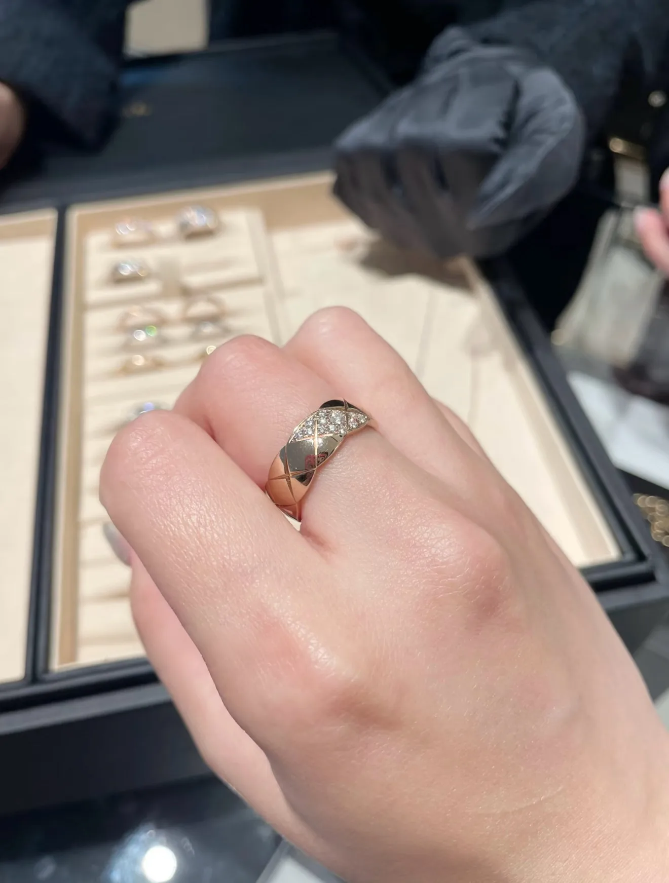Coco Crush Quilted Motif Ring (Gold-Plated Brass) D11016568 — view 9
