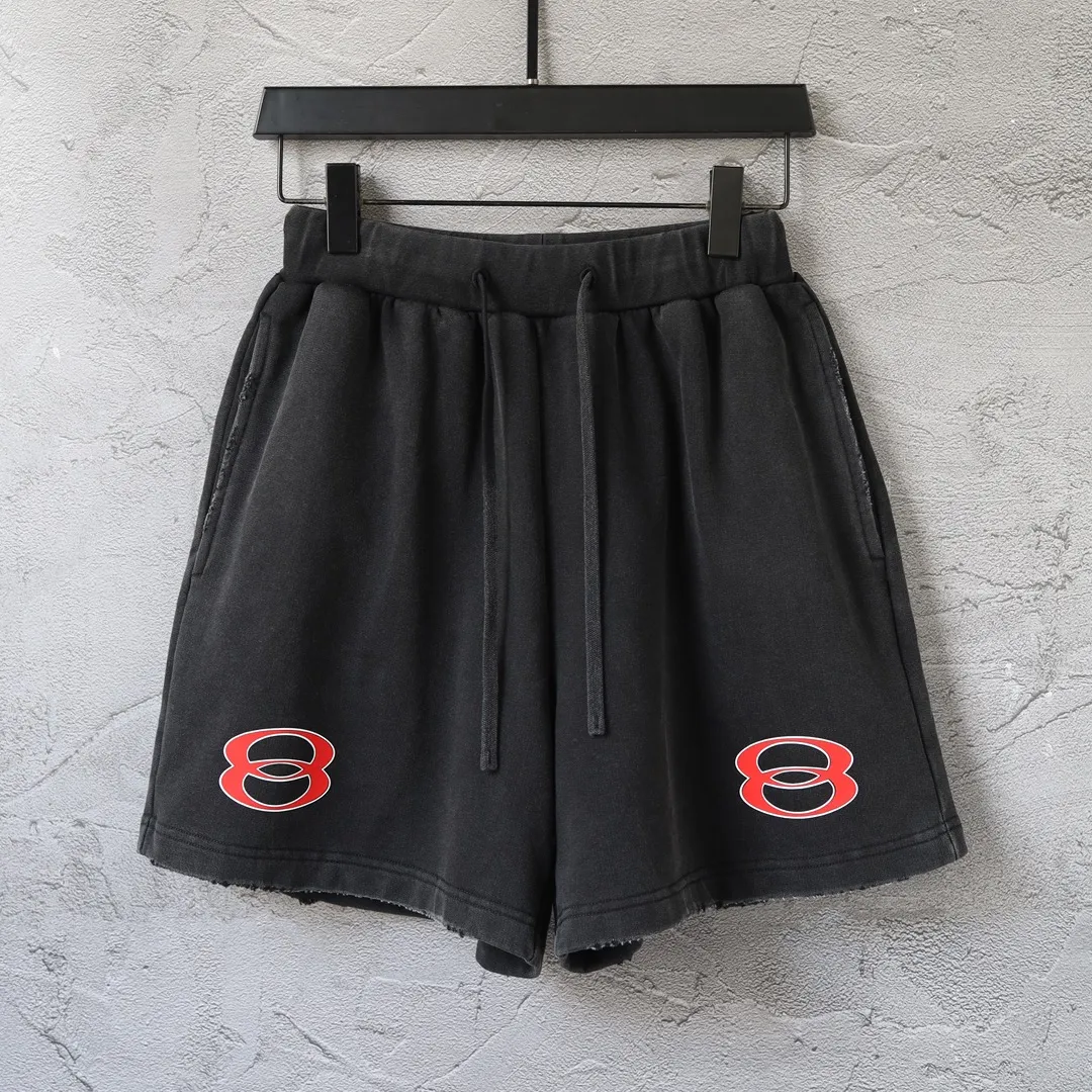 Washed Graphic Print Sweat Shorts D21521301