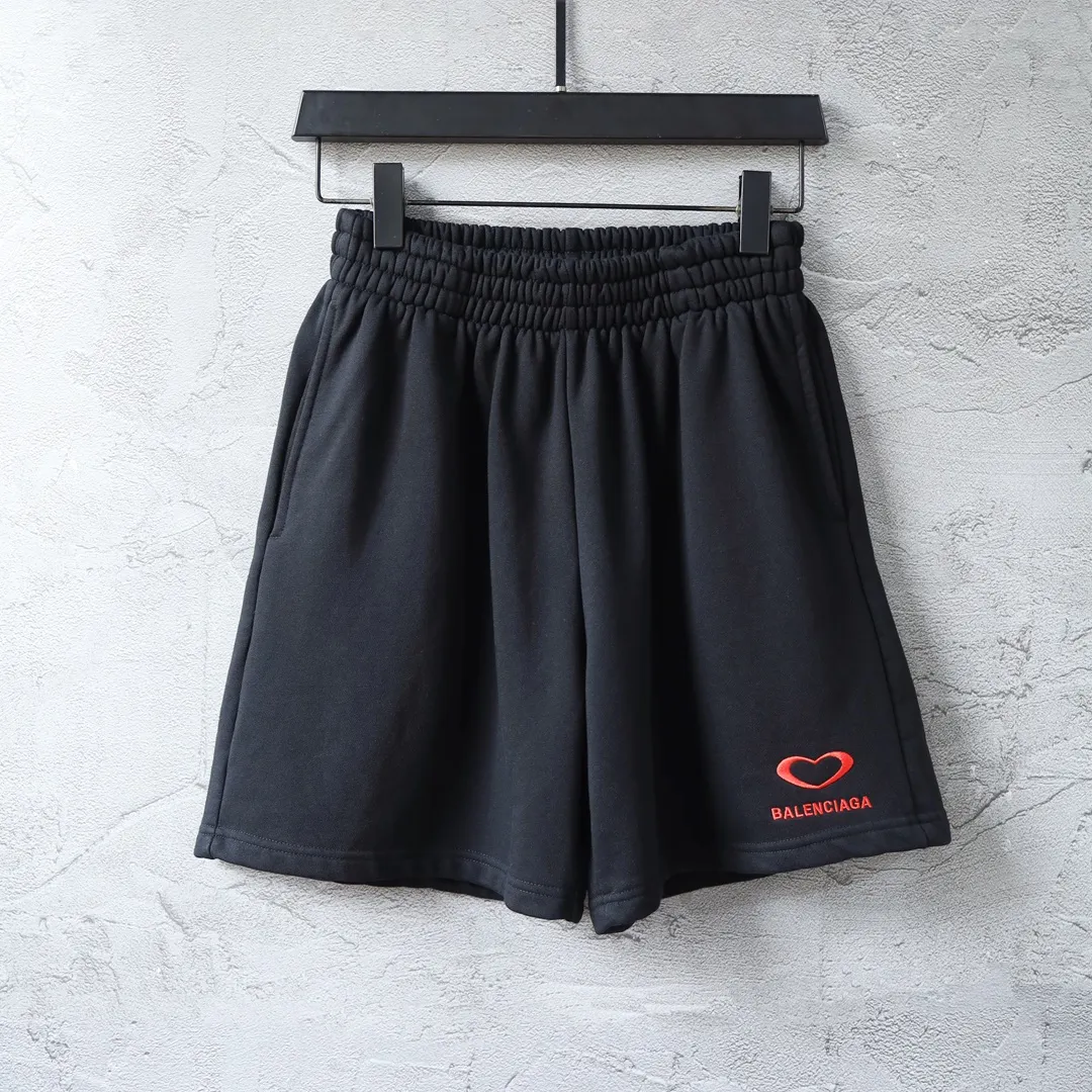 Valentine's Heart Embroidered Cotton Shorts D19921297