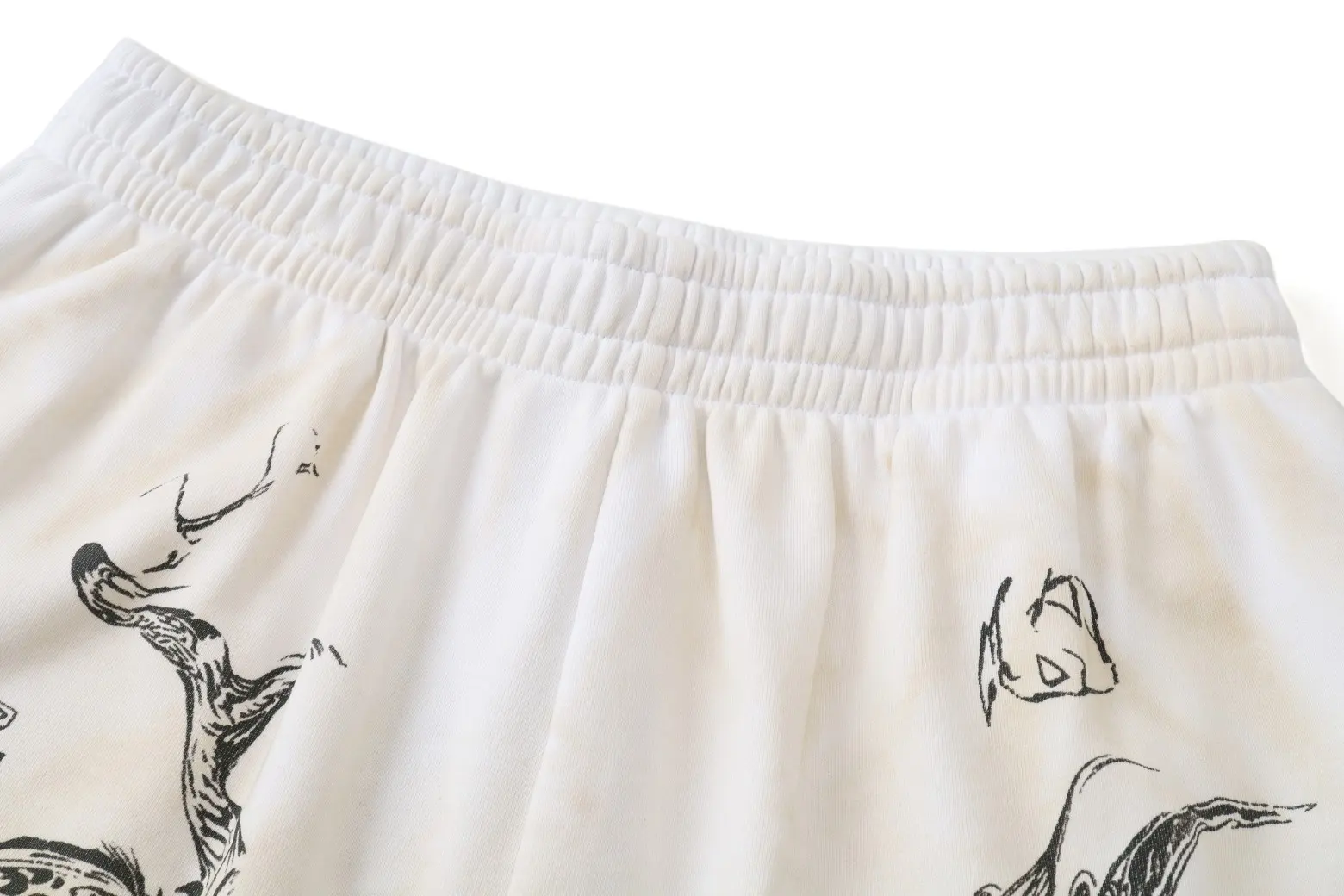 Graffiti Print Distressed Sweat Shorts D18921258 — view 4