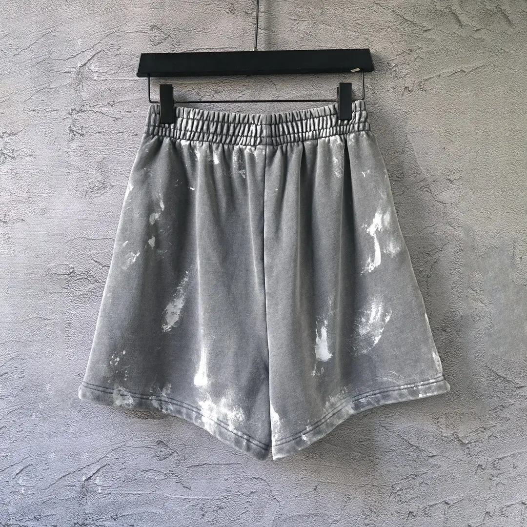 Paint-Splatter Distressed Cotton Shorts D21921254 — view 2