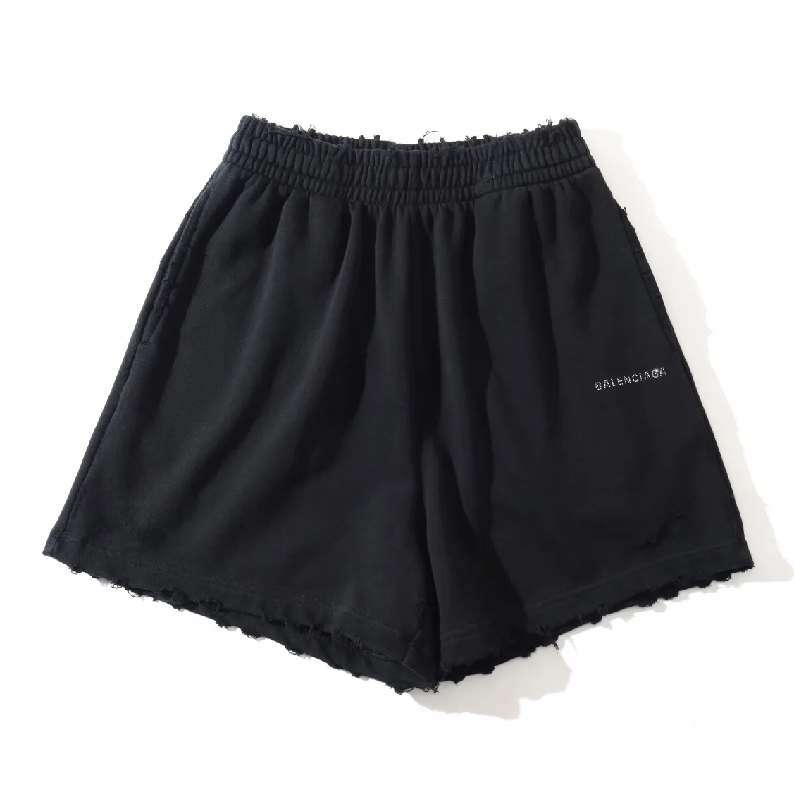Distressed Logo Rhinestone Sweat Shorts D19521305 — view 10