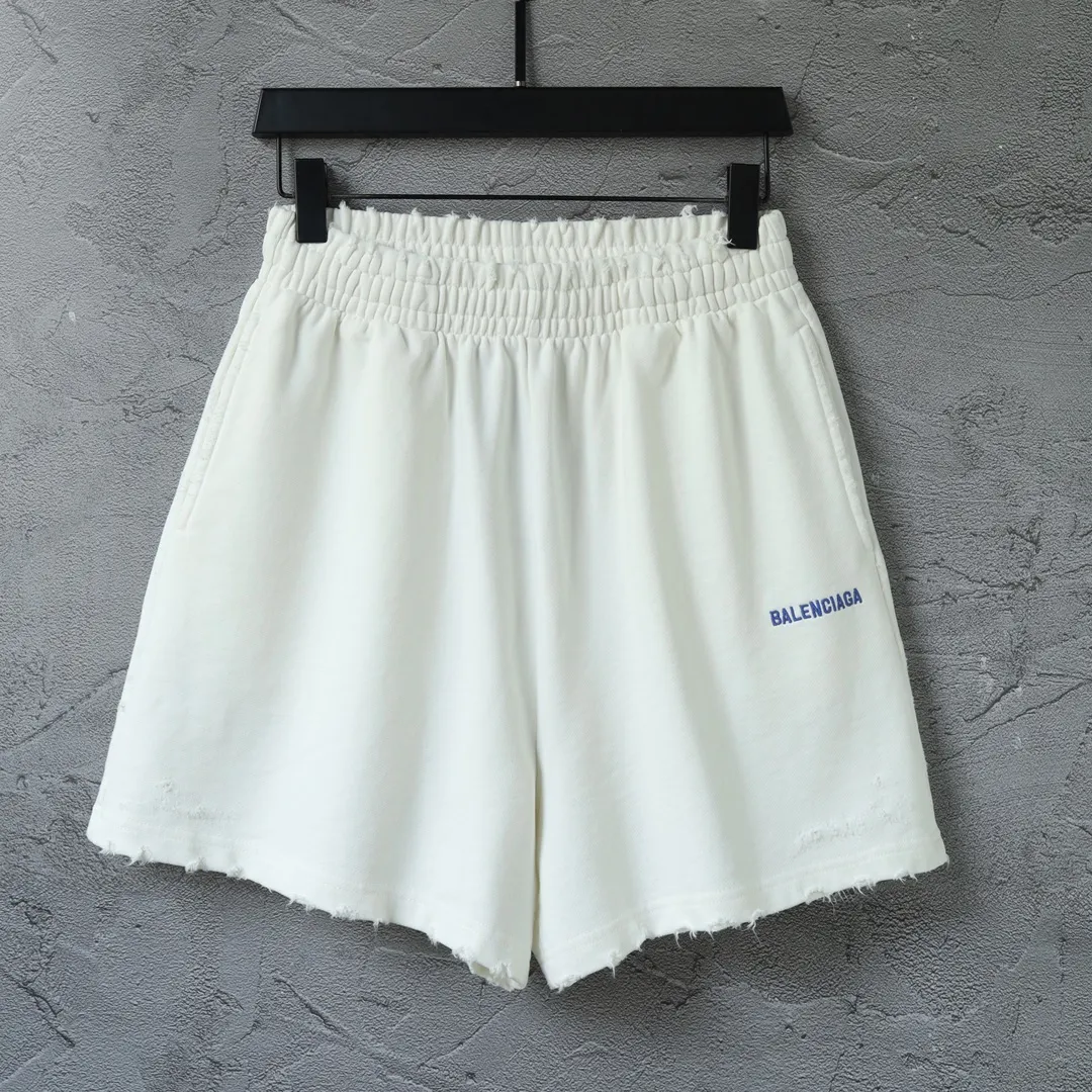 Logo Embroidered Distressed Cotton Shorts D19521304