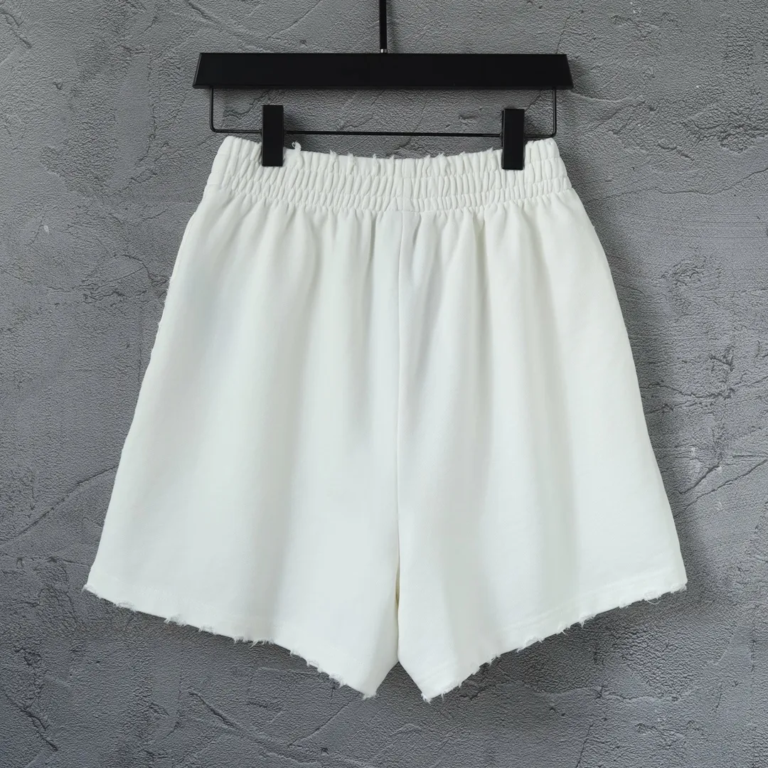 Logo Embroidered Distressed Cotton Shorts D19521304 — view 2