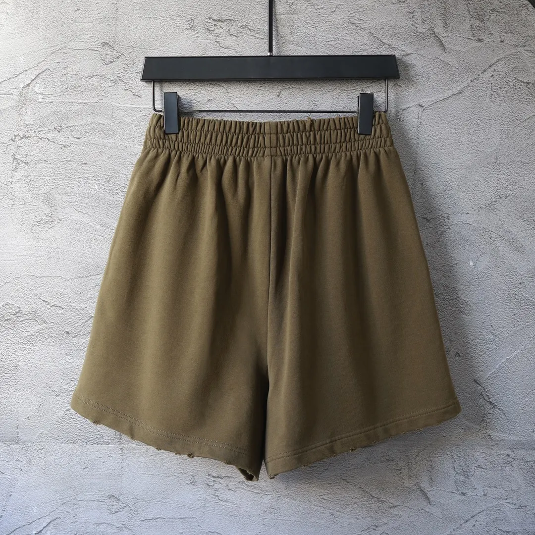 Distressed Logo Print Cotton Shorts D20921295 — view 2