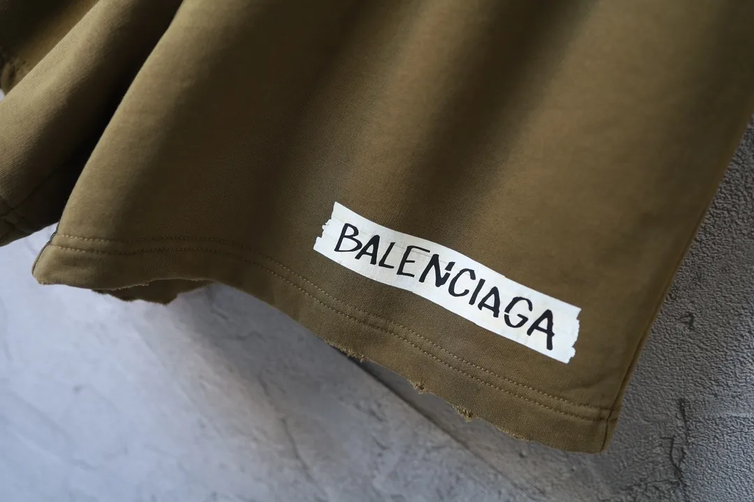 Distressed Logo Print Cotton Shorts D20921295 — view 6