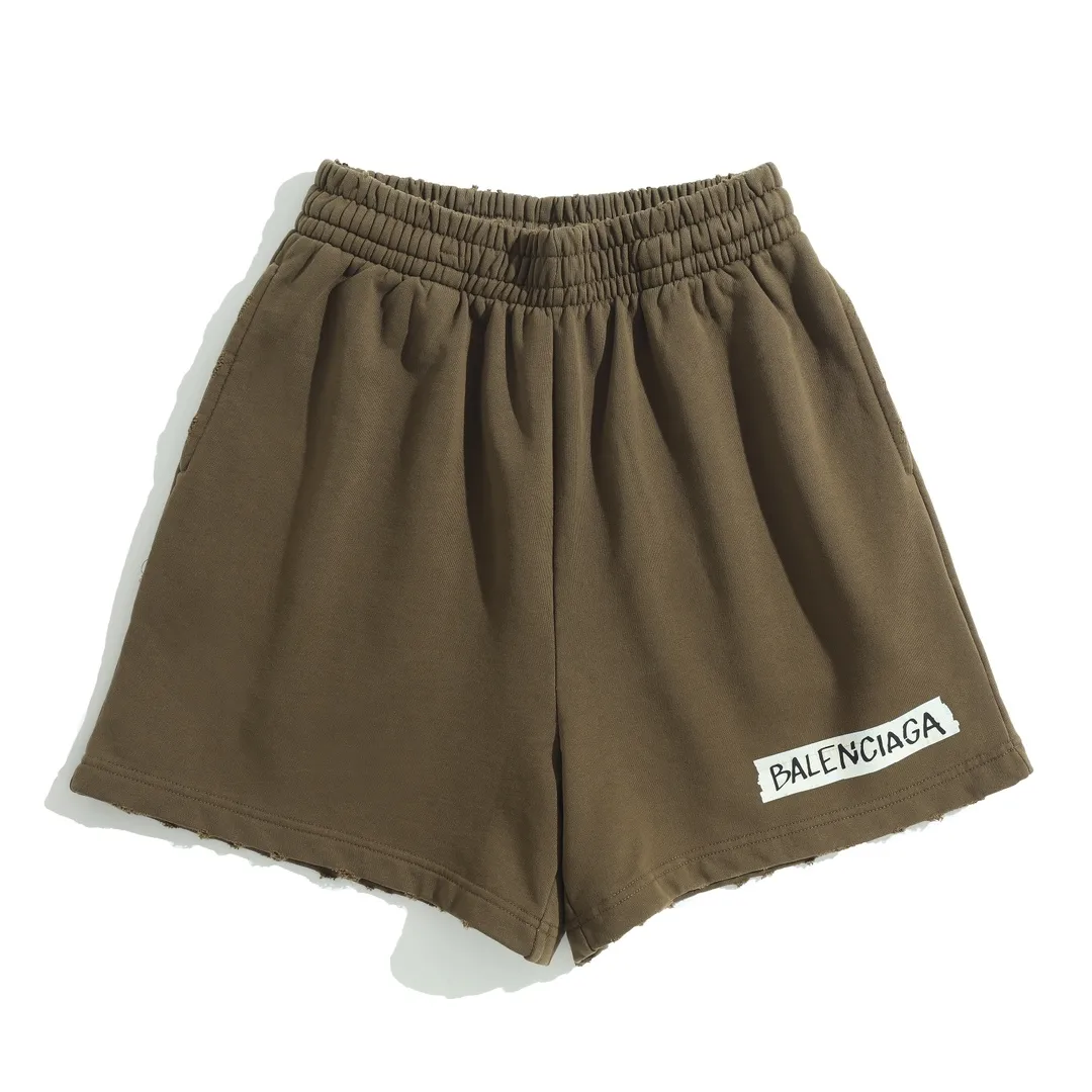 Distressed Logo Print Cotton Shorts D20921295 — view 10