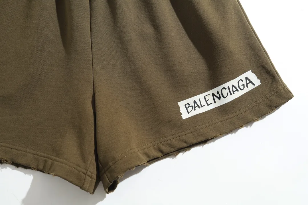 Distressed Logo Print Cotton Shorts D20921295 — view 13