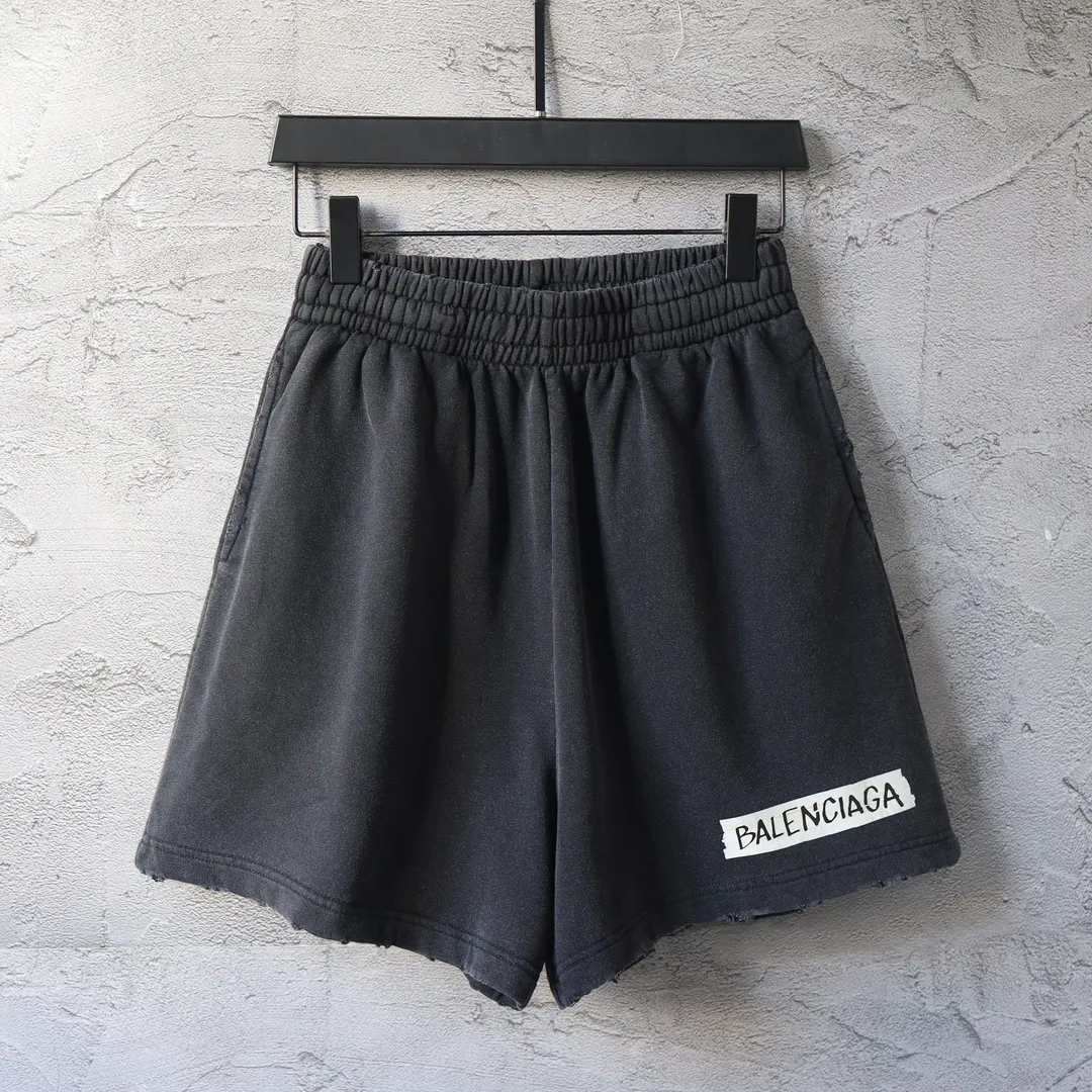 Distressed Logo Print Cotton Shorts D20921295 — view 19