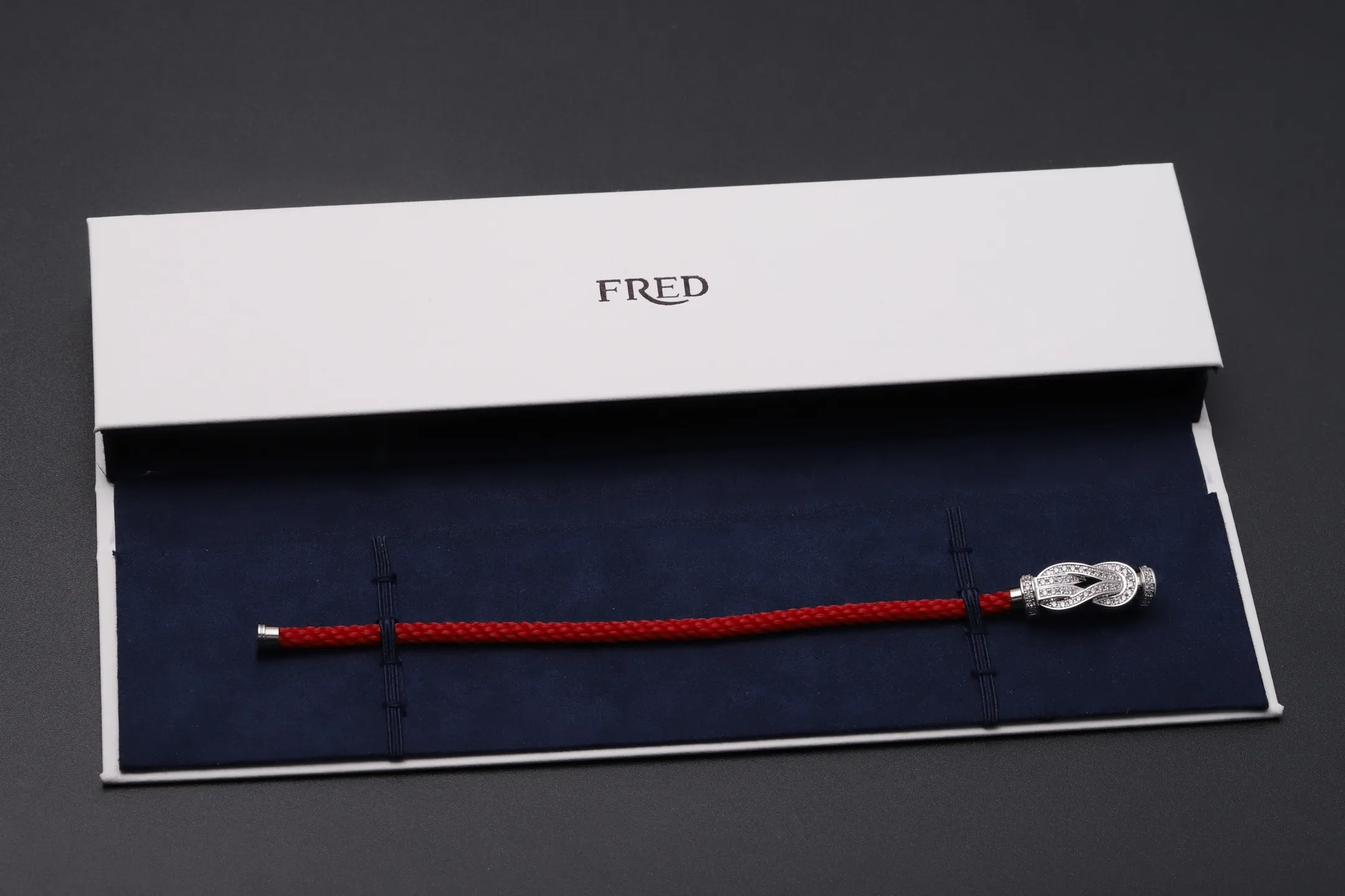 8-Degree Buckle Red Cord Bracelet with Pavé Crystals D23017110 — view 2