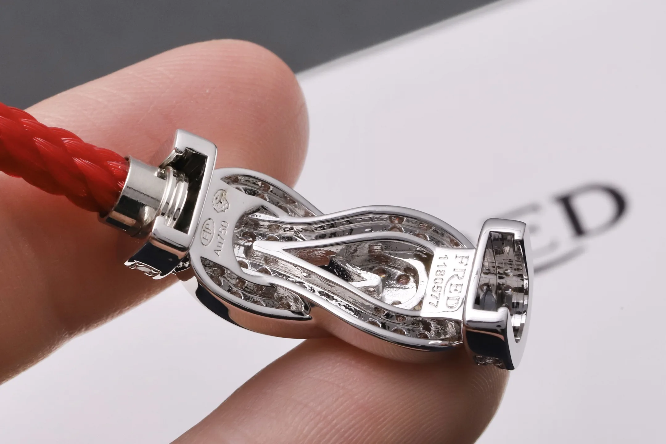 8-Degree Buckle Red Cord Bracelet with Pavé Crystals D23017110 — view 6