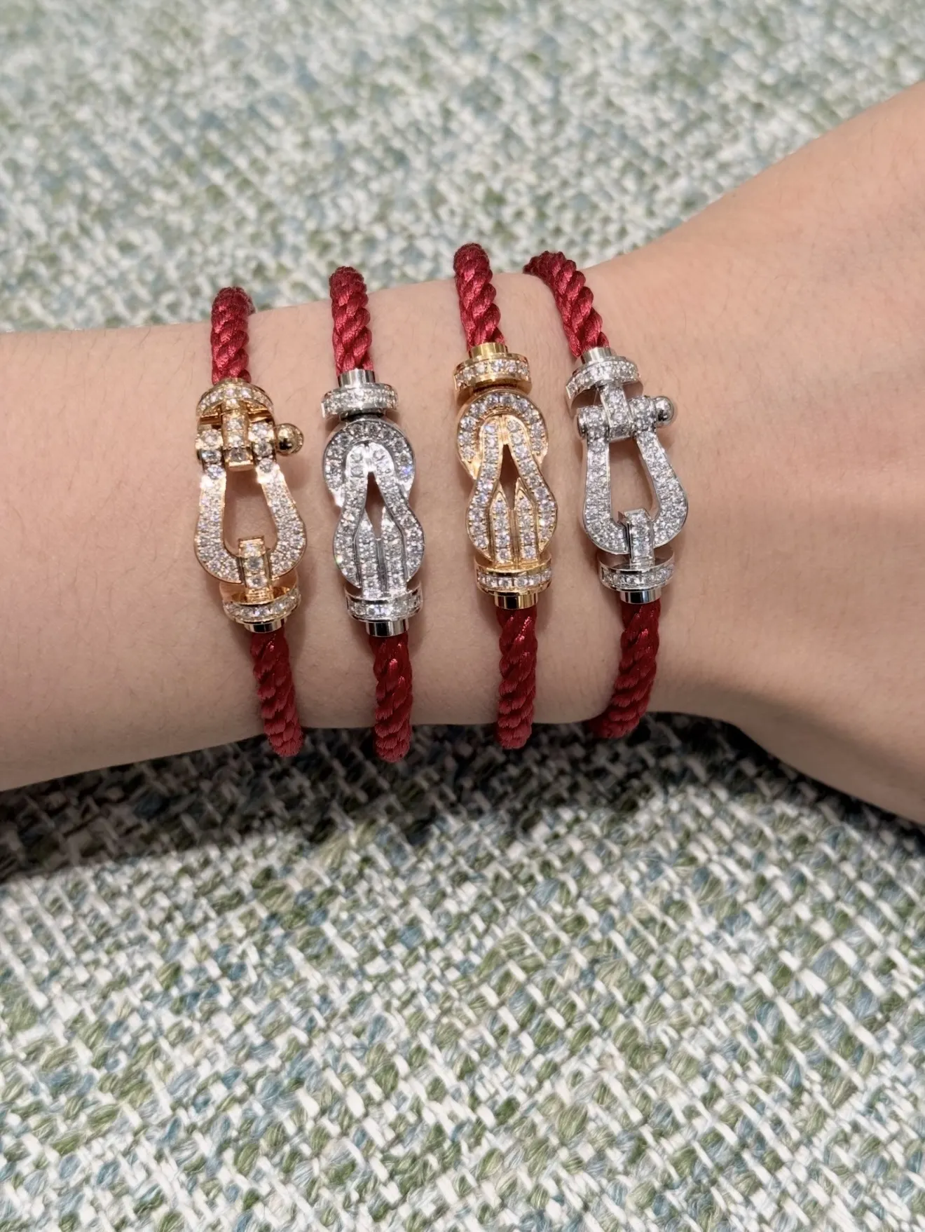8-Degree Buckle Red Cord Bracelet with Pavé Crystals D23017110 — view 11
