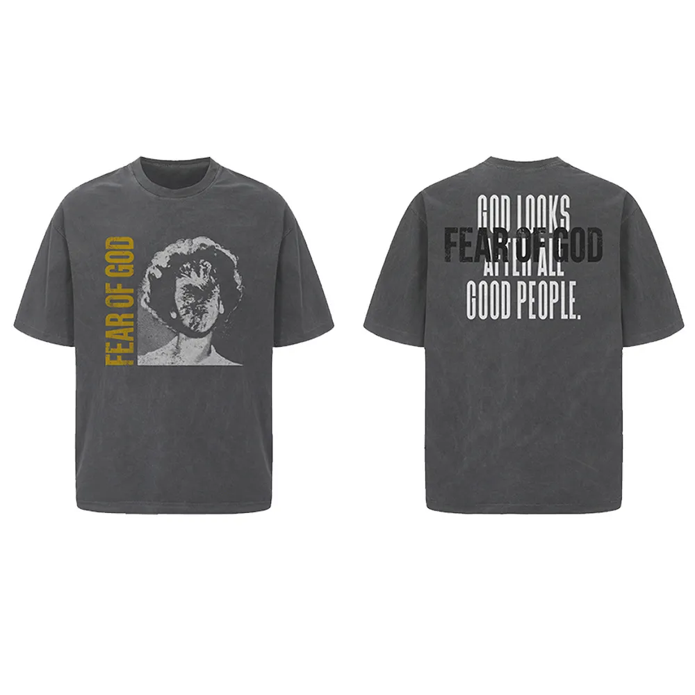 Portrait Graphic Washed Cotton T-Shirt D8911522