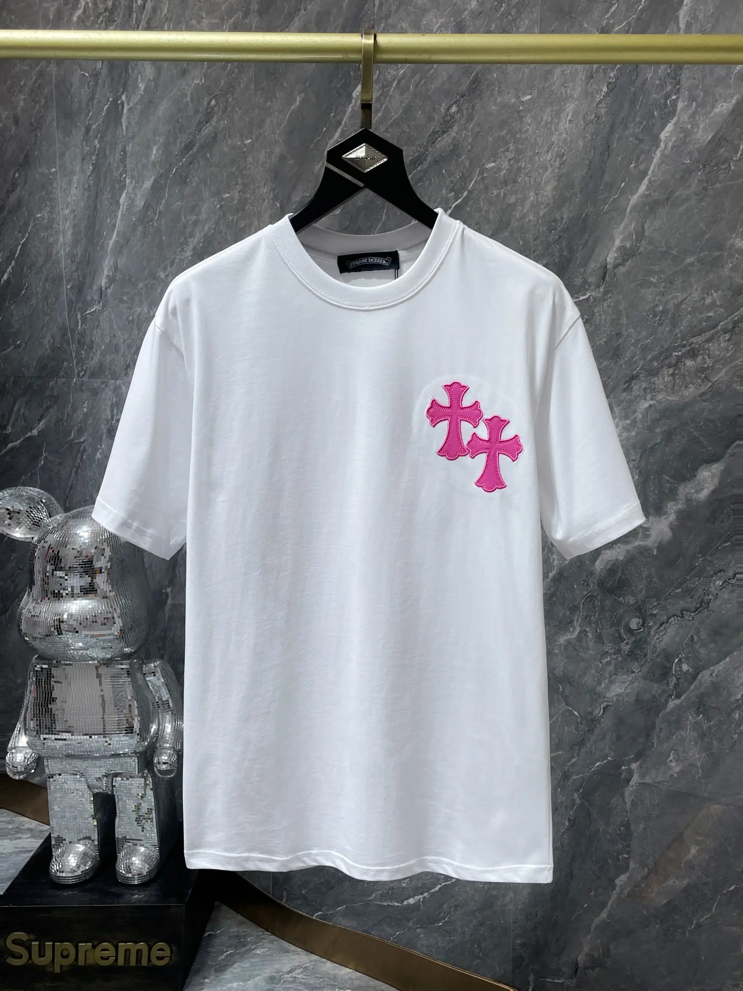 Embroidered Cross Patch Cotton T-Shirt D11511646