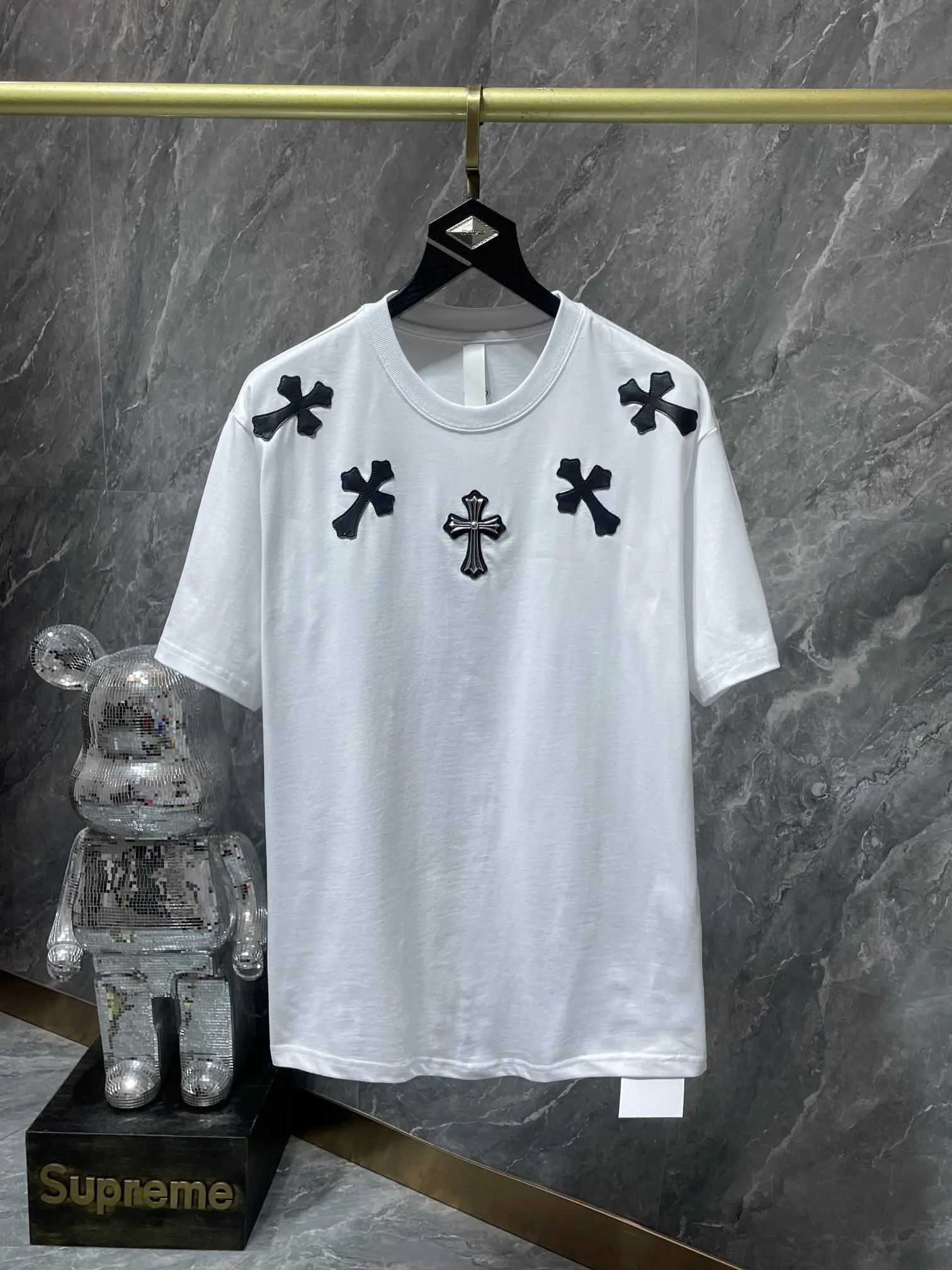 Leather Cross Patch Cotton T-Shirt D6015474 — view 5