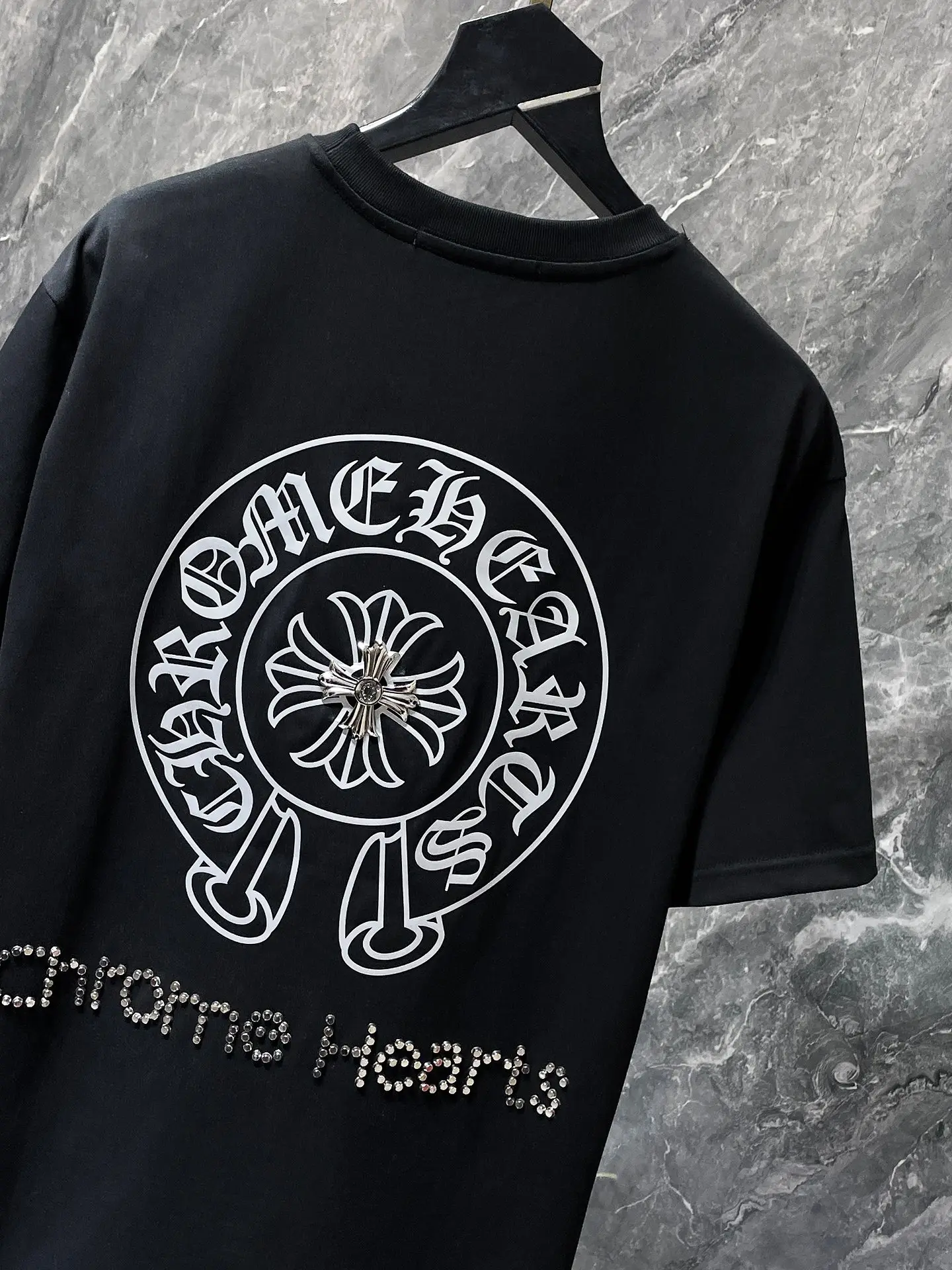 Horseshoe Logo Rhinestone Cotton T-Shirt D12011636 — view 3