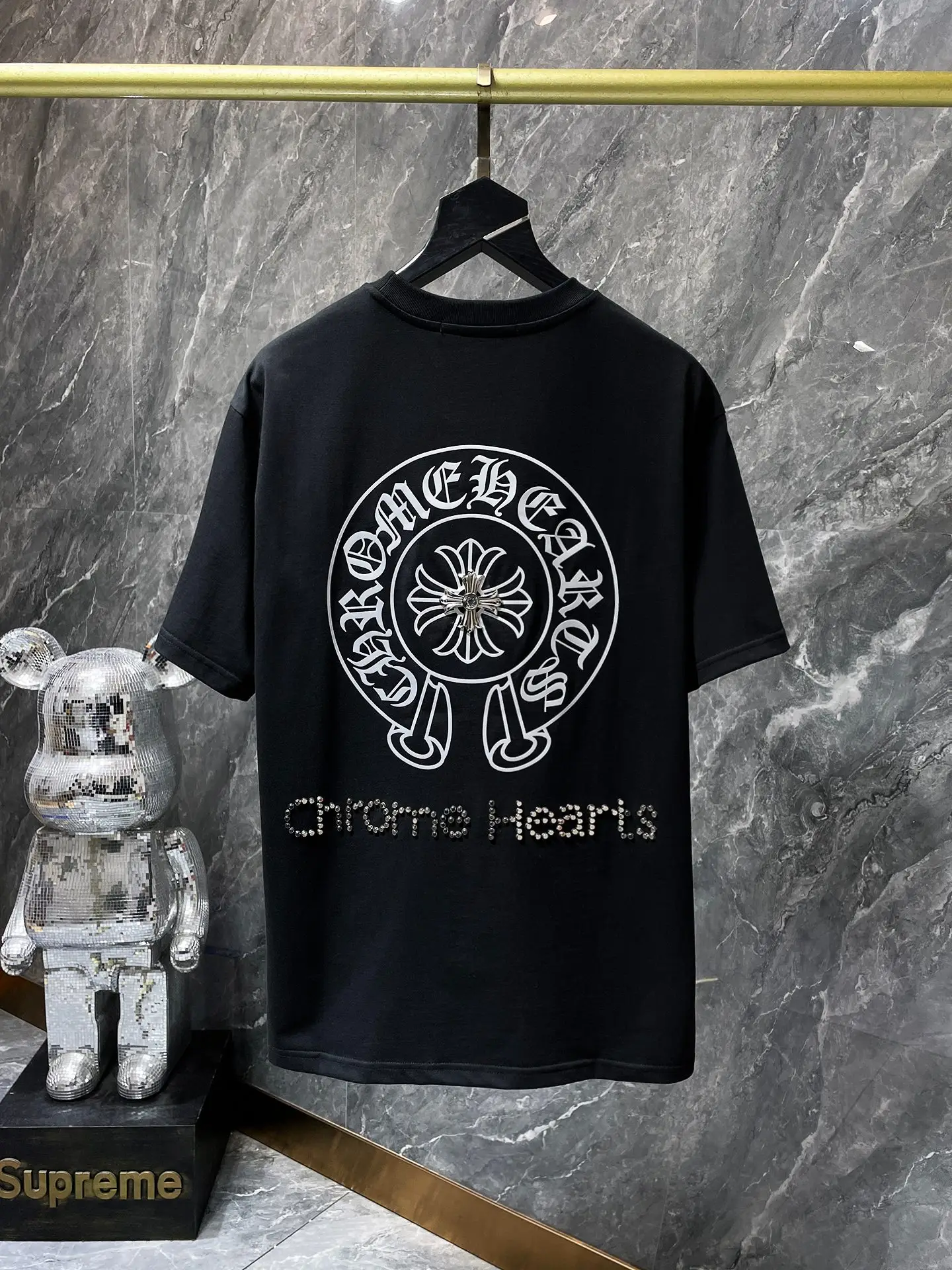 Horseshoe Logo Rhinestone Cotton T-Shirt D12011636 — view 6