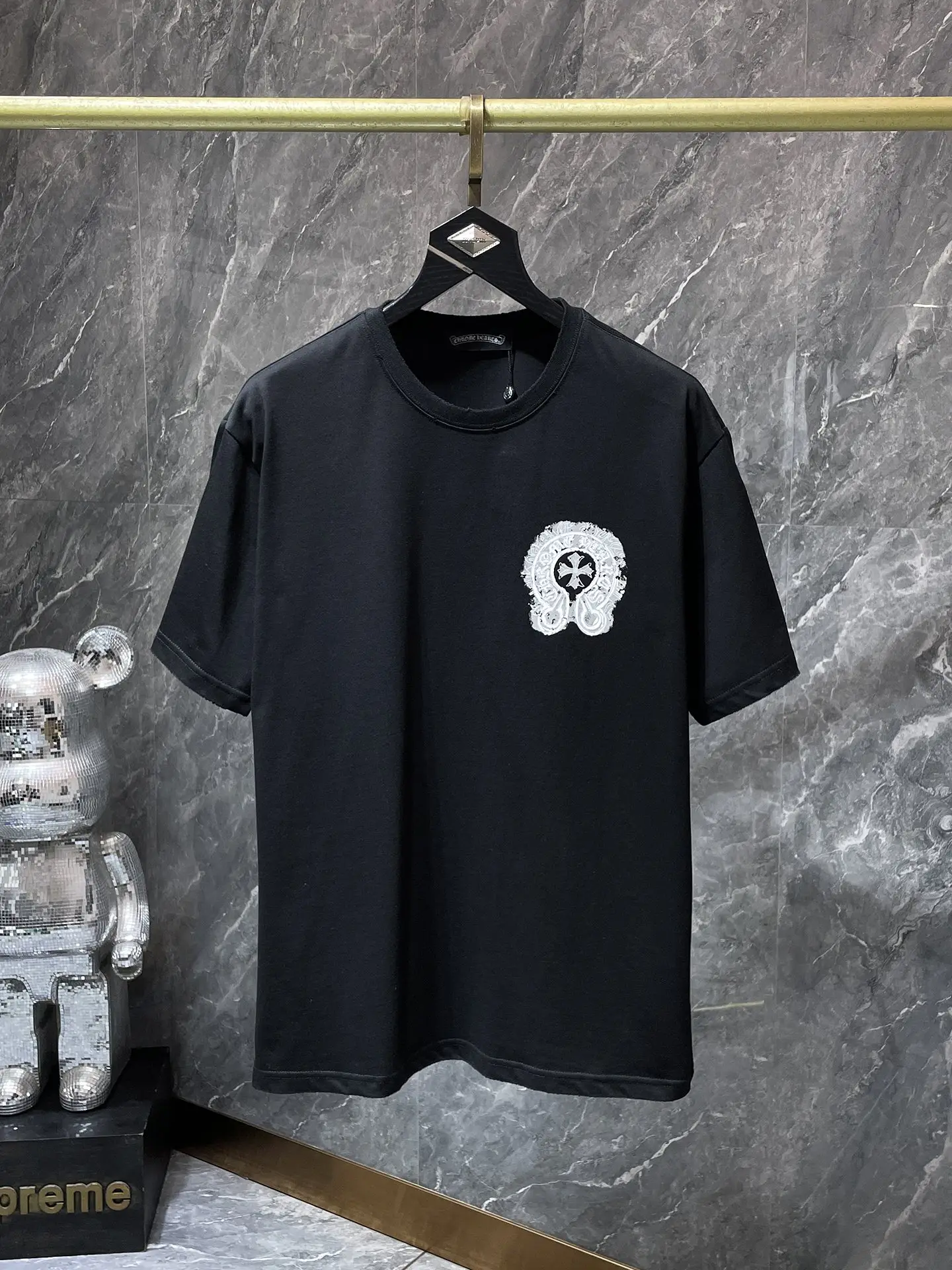 Horseshoe Logo Flocked Cotton T-Shirt D6515449