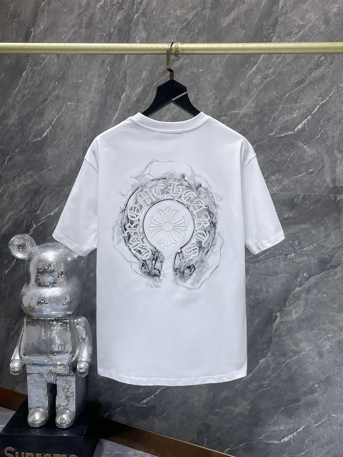 Horseshoe Cross Embroidered Cotton T-Shirt D11811597 — view 3