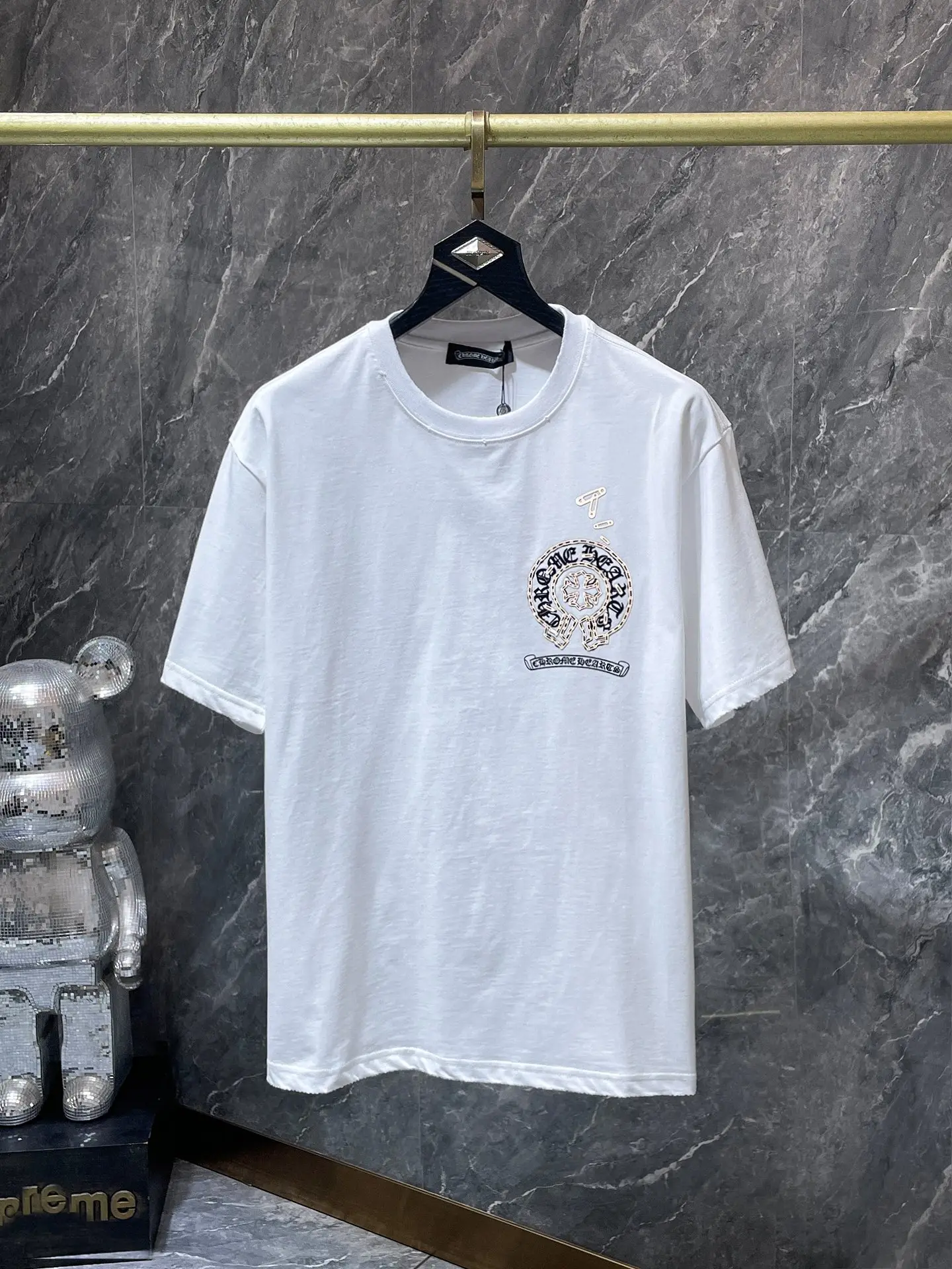 Horseshoe Logo Flocked Cotton T-Shirt D11811595