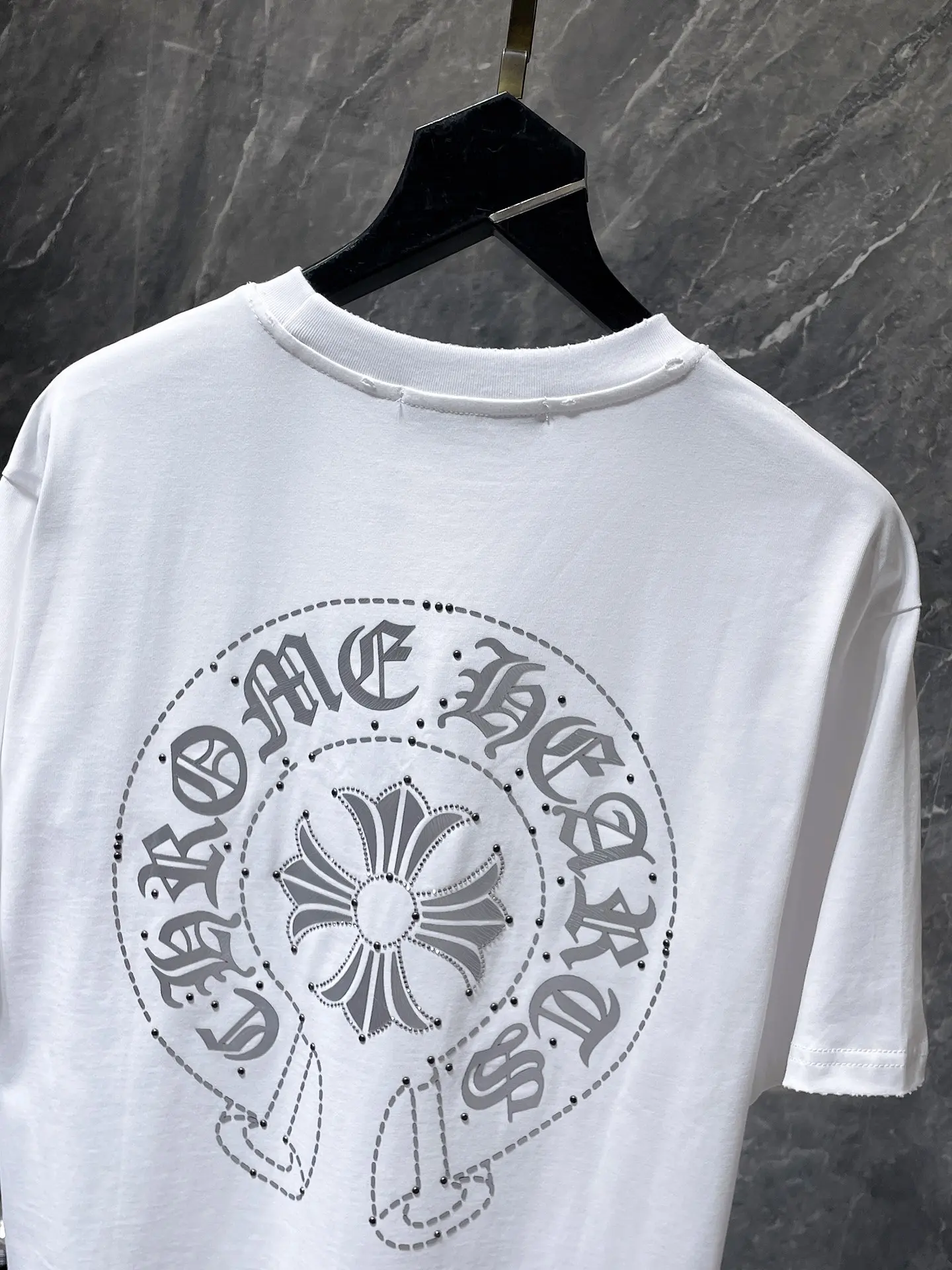 Rhinestone Horseshoe Logo Cotton T-Shirt D7015412 — view 5