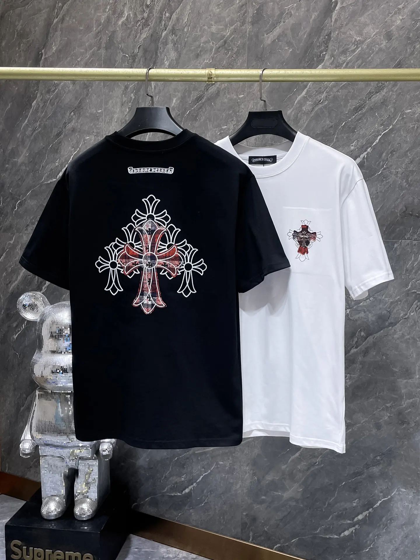 Cross Patch Embroidered Cotton T-Shirt D7015424