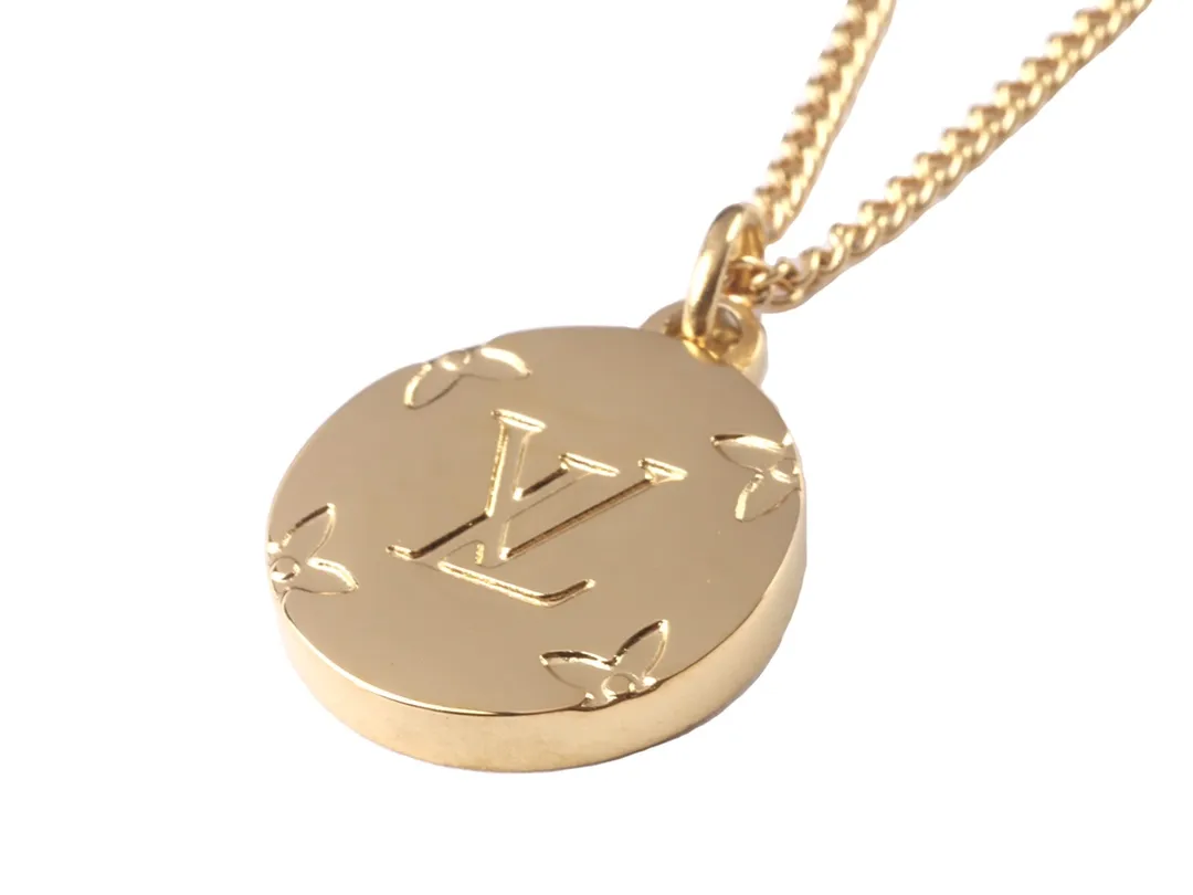 Monogram Charm and Ring Pendant Necklace (Titanium Steel) D10017359 — view 2