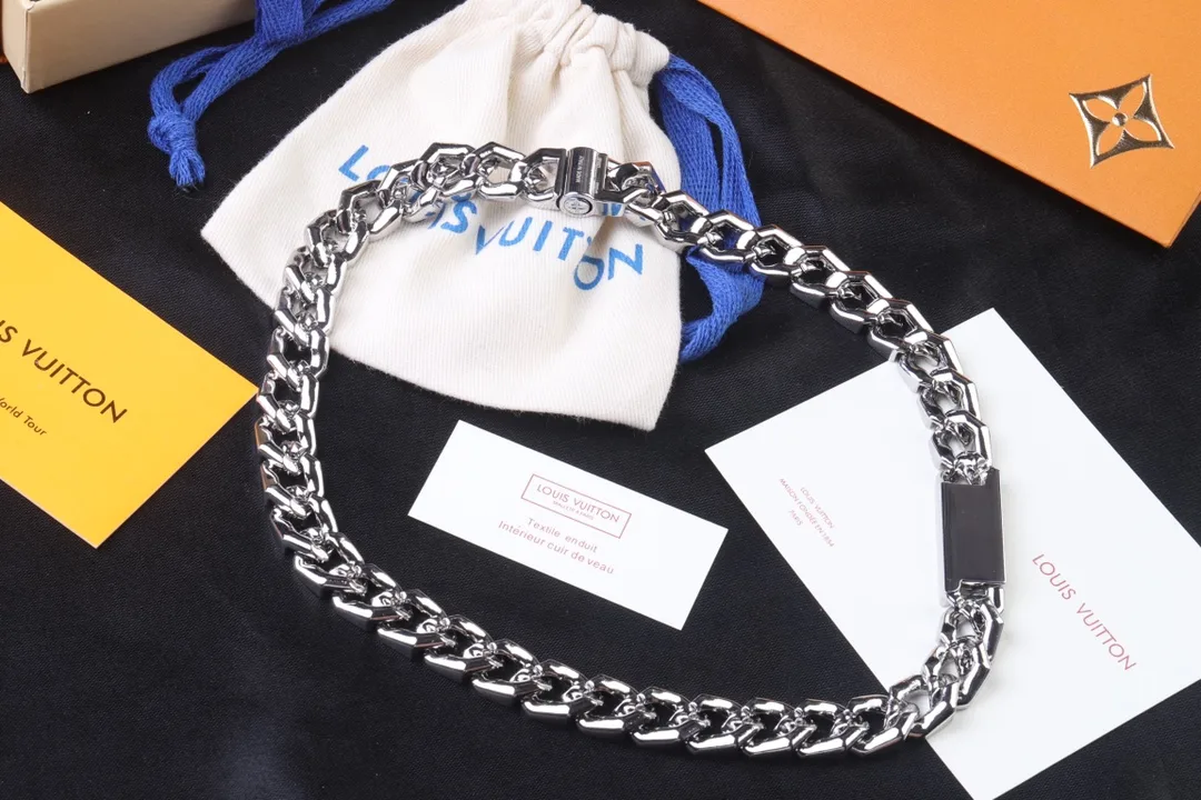 Monogram Enamel Chain Links Necklace (Titanium Steel) D21016753 — view 7