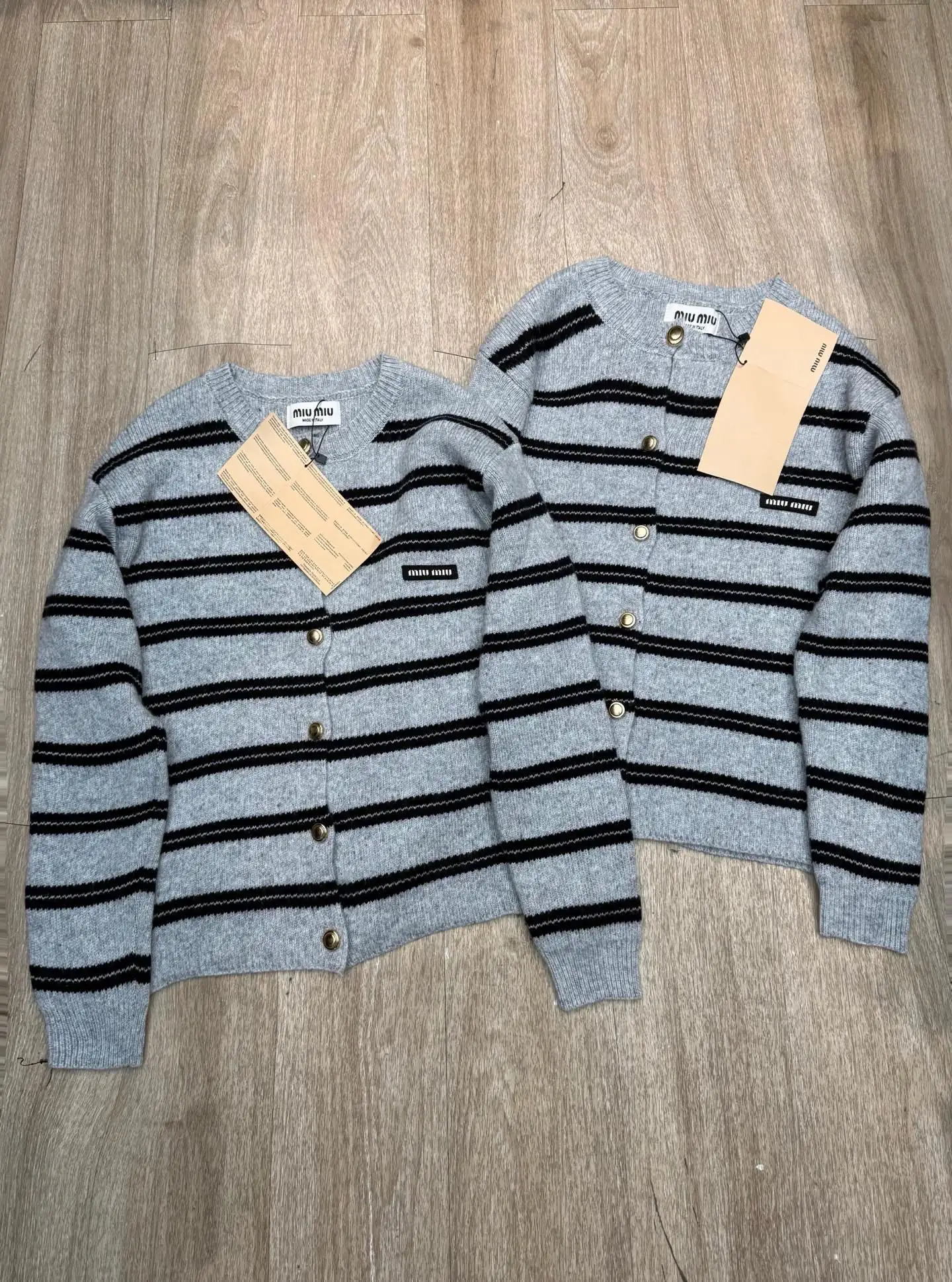 Striped Wool-Blend Button-Up Cardigan D10515644