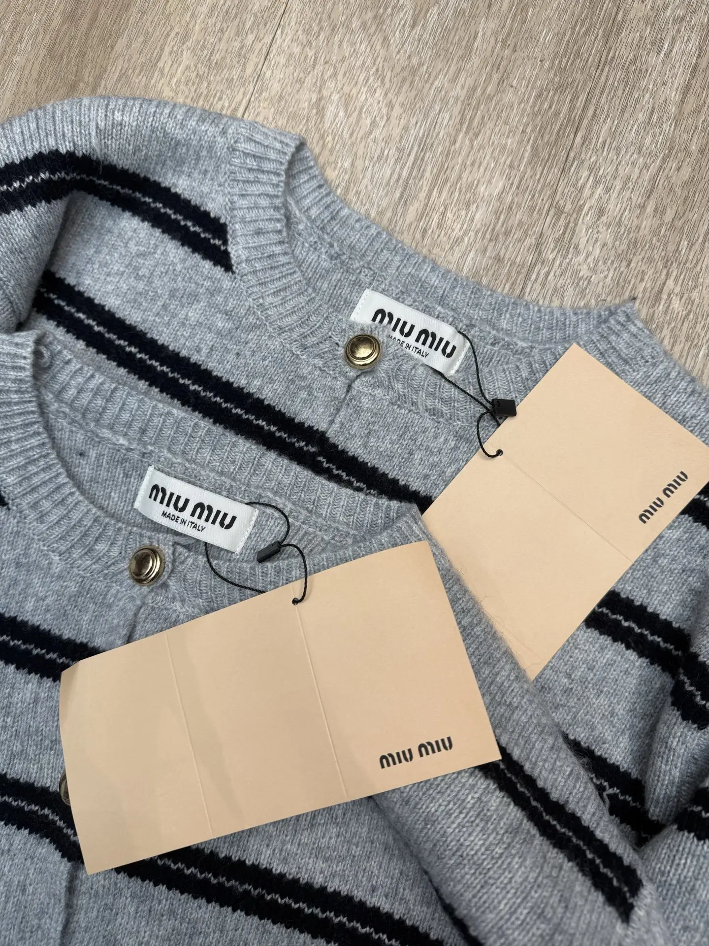 Striped Wool-Blend Button-Up Cardigan D10515644 — view 2