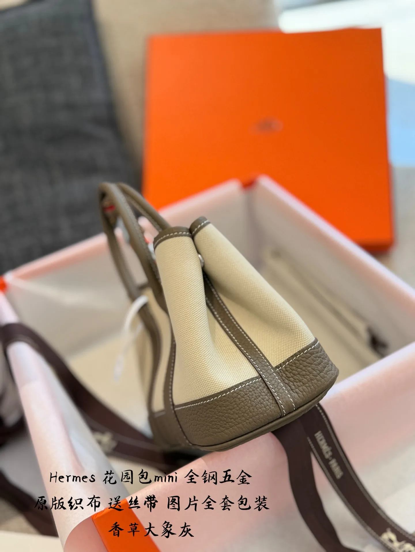 Mini Garden Party Canvas & Leather Tote D39018341 — view 2