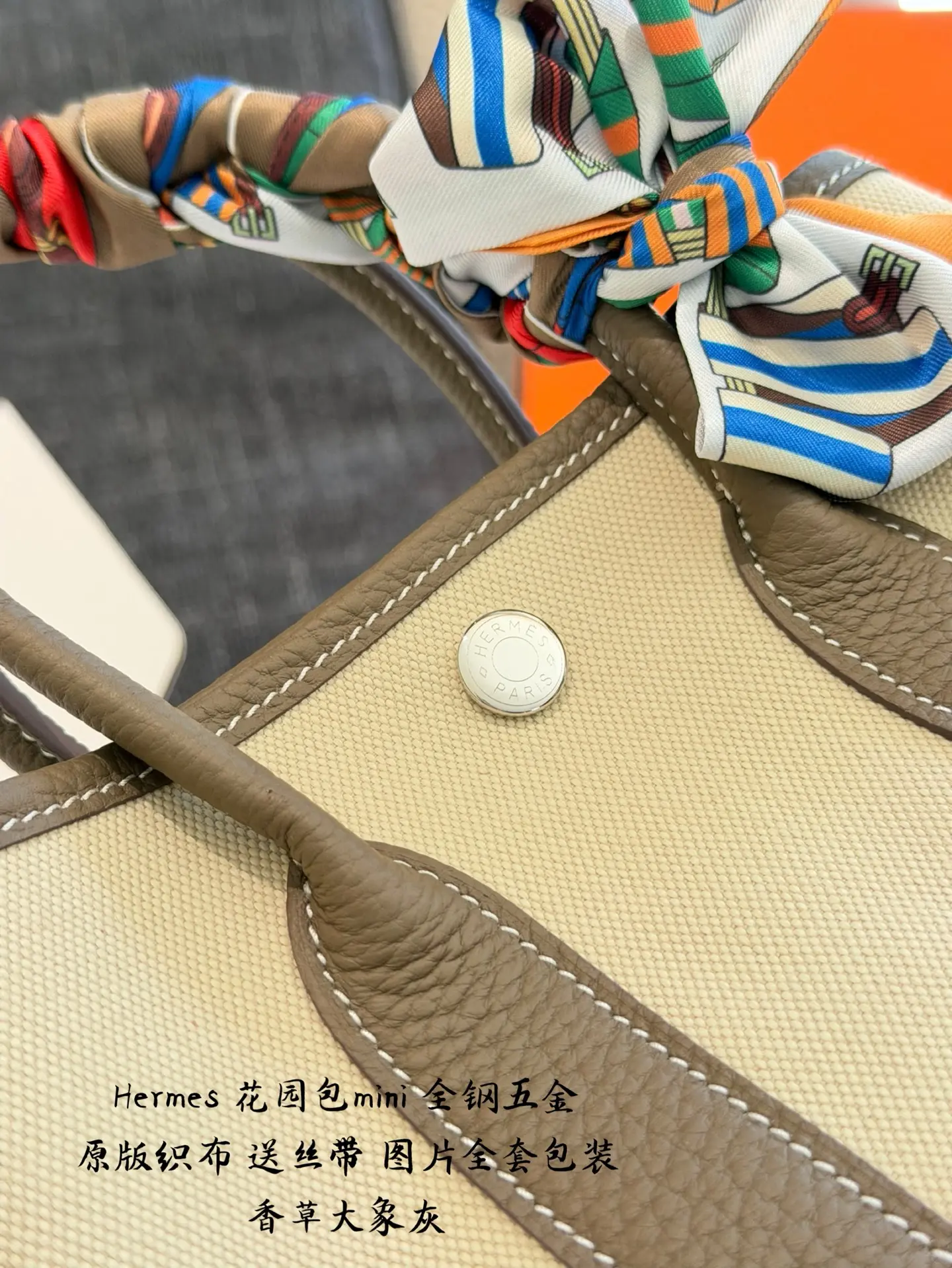 Mini Garden Party Canvas & Leather Tote D39018341 — view 4