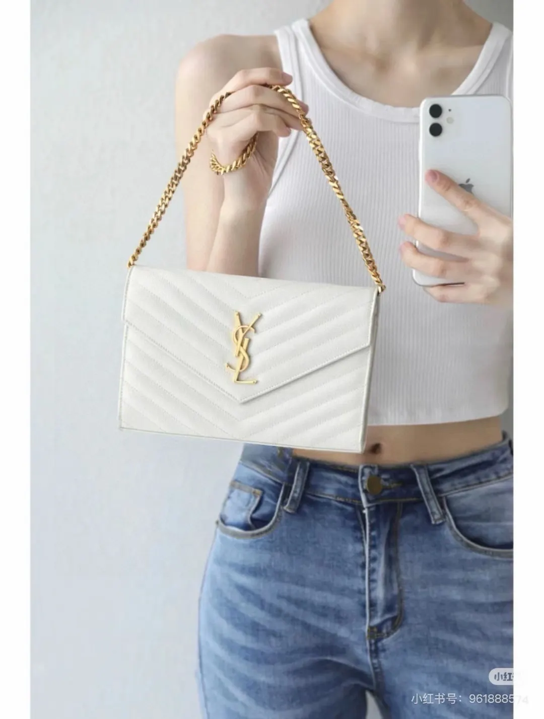 Saint Laurent WOC Quilted Caviar Leather Shoulder Bag D30016134 — view 5