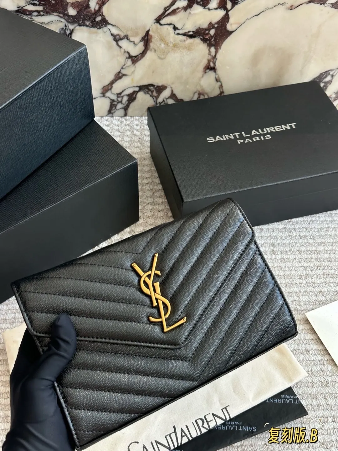YSL WOC Caviar Leather Chain Wallet D30016485