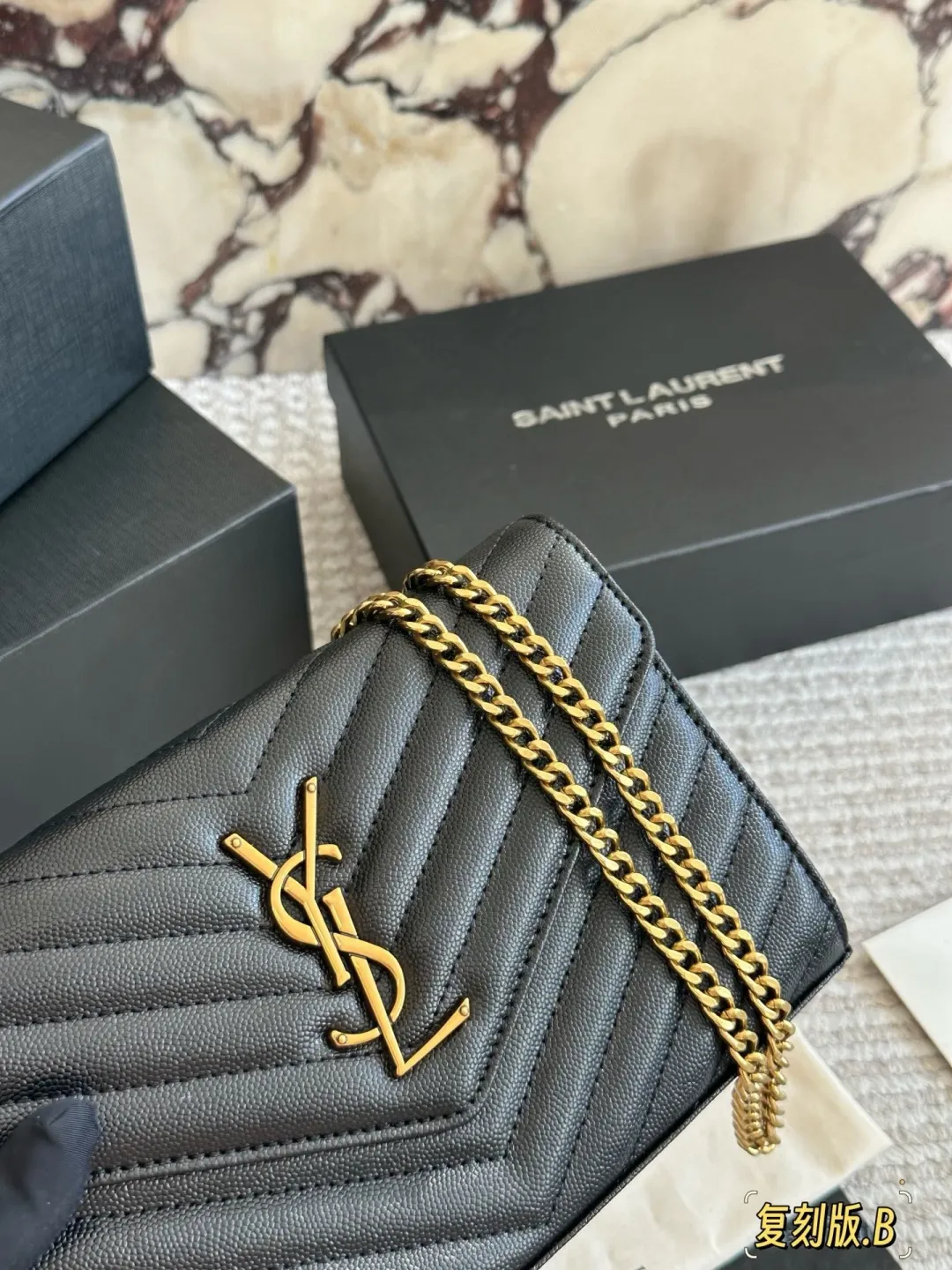 YSL WOC Caviar Leather Chain Wallet D30016485 — view 2