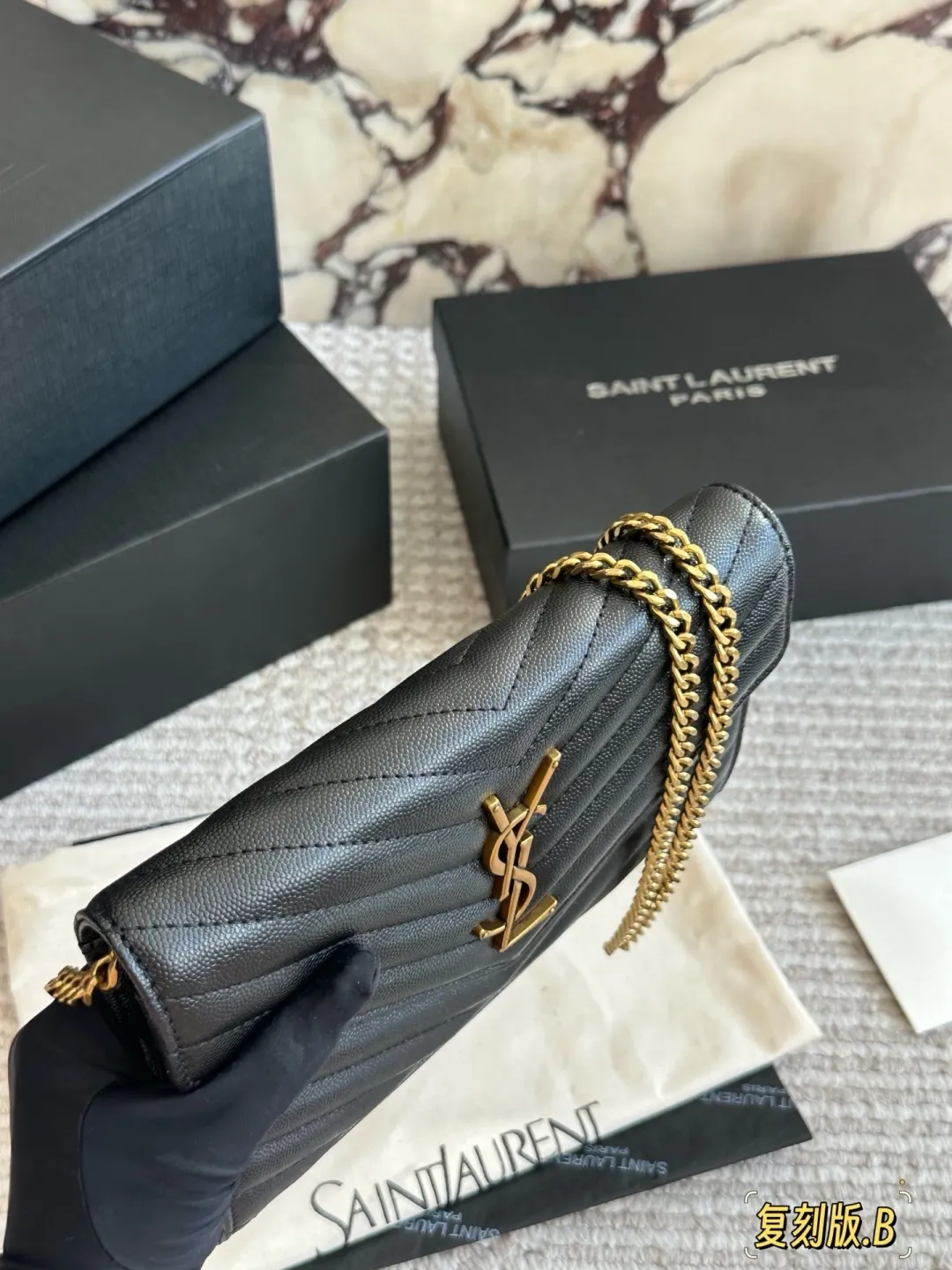 YSL WOC Caviar Leather Chain Wallet D30016485 — view 3