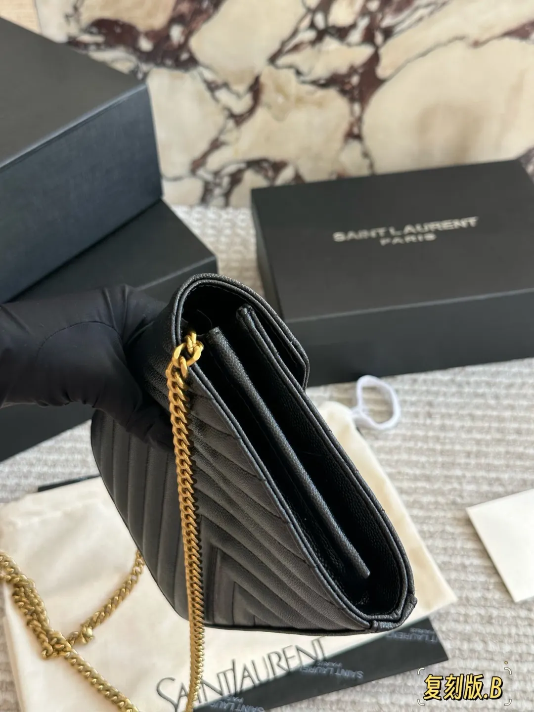 YSL WOC Caviar Leather Chain Wallet D30016485 — view 4