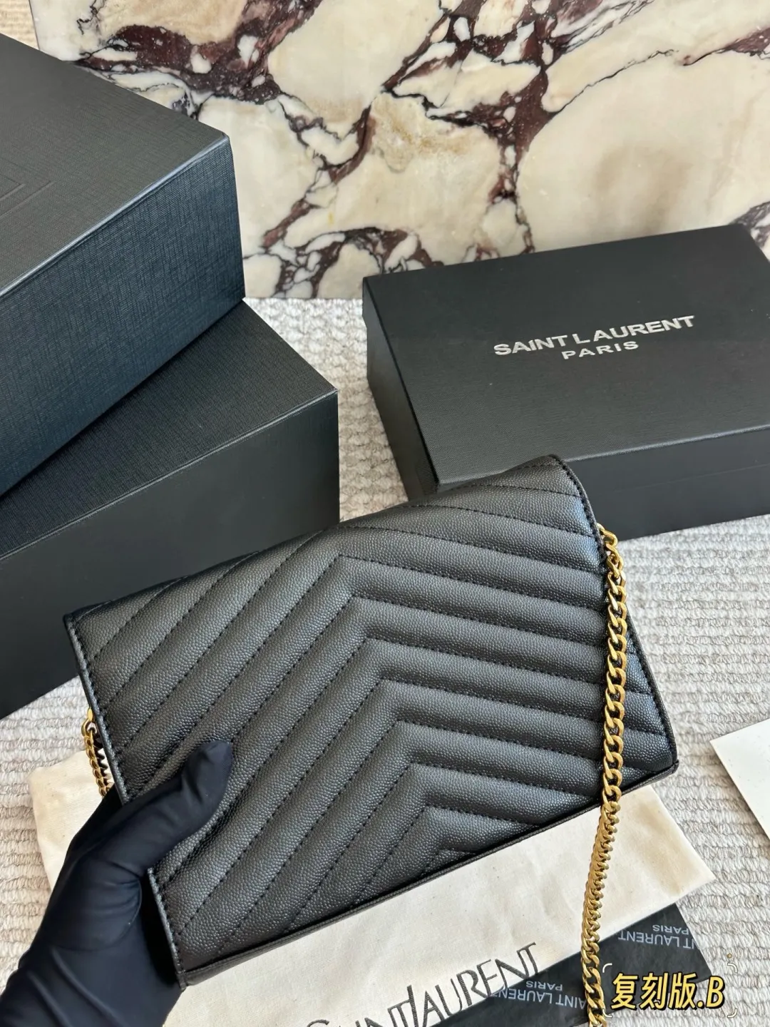 YSL WOC Caviar Leather Chain Wallet D30016485 — view 5