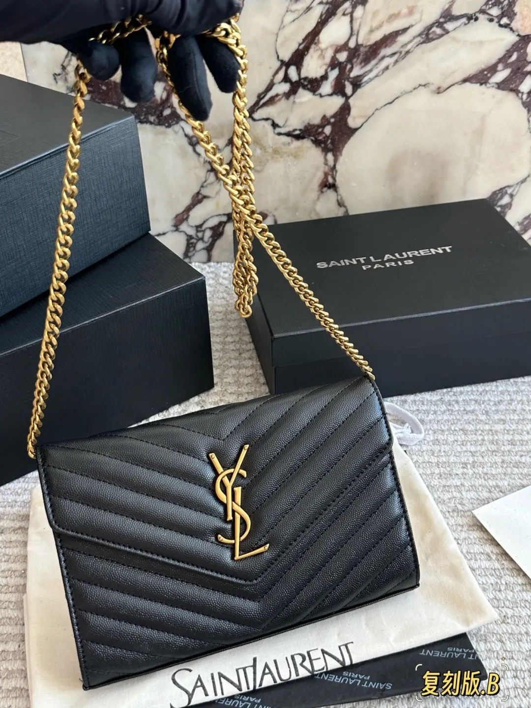 YSL WOC Caviar Leather Chain Wallet D30016485 — view 7