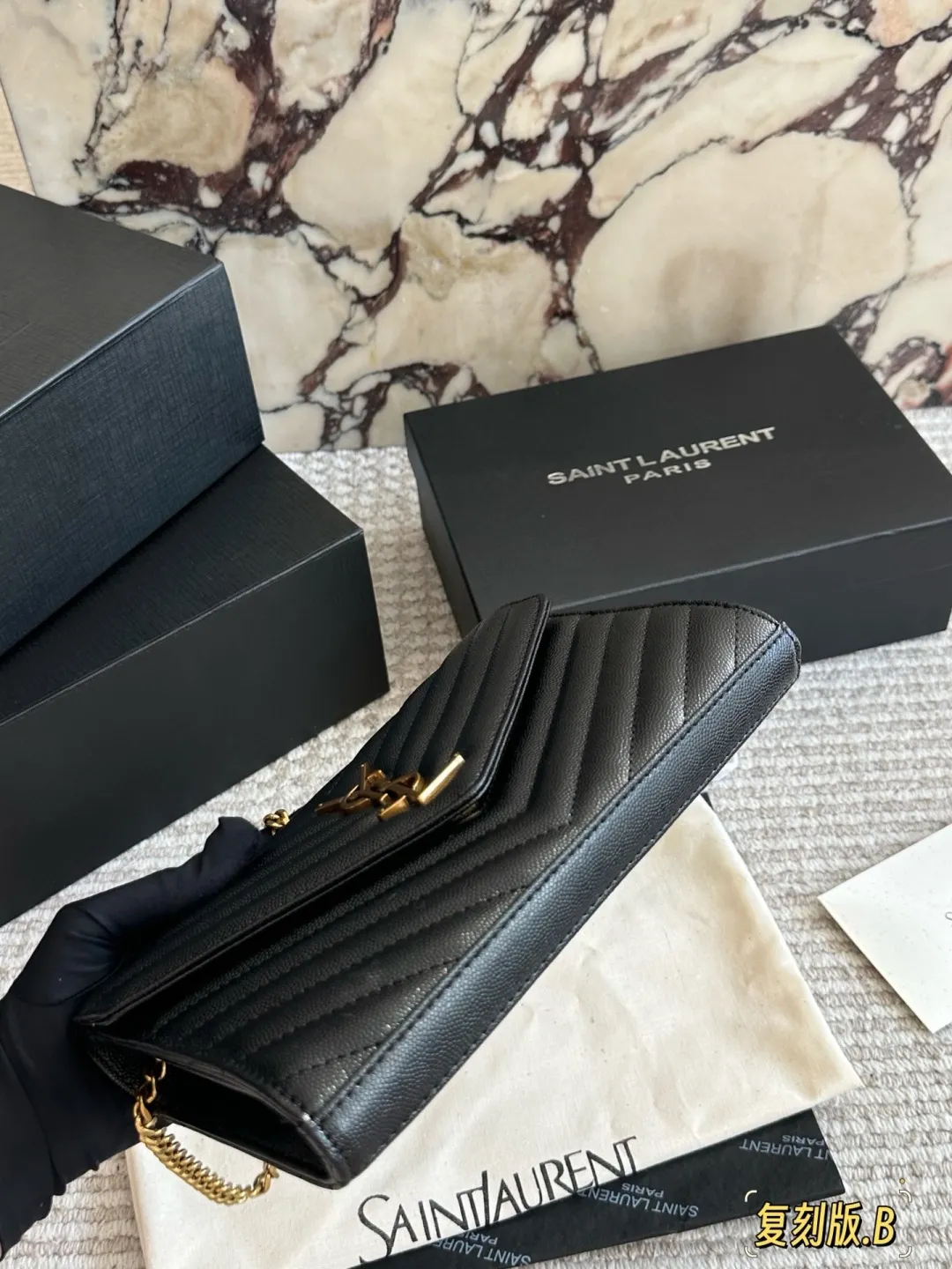 YSL WOC Caviar Leather Chain Wallet D30016485 — view 8