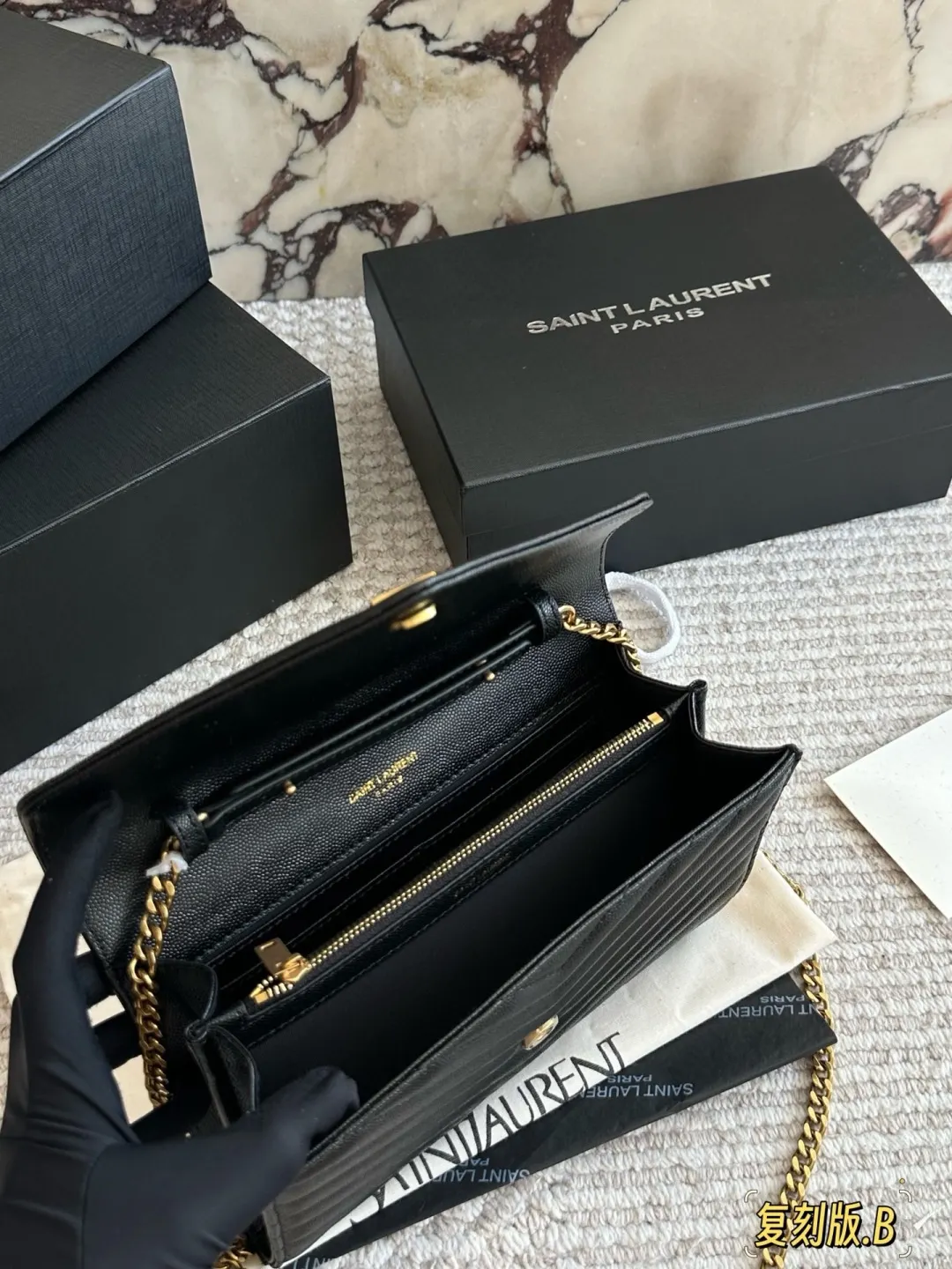 YSL WOC Caviar Leather Chain Wallet D30016485 — view 9