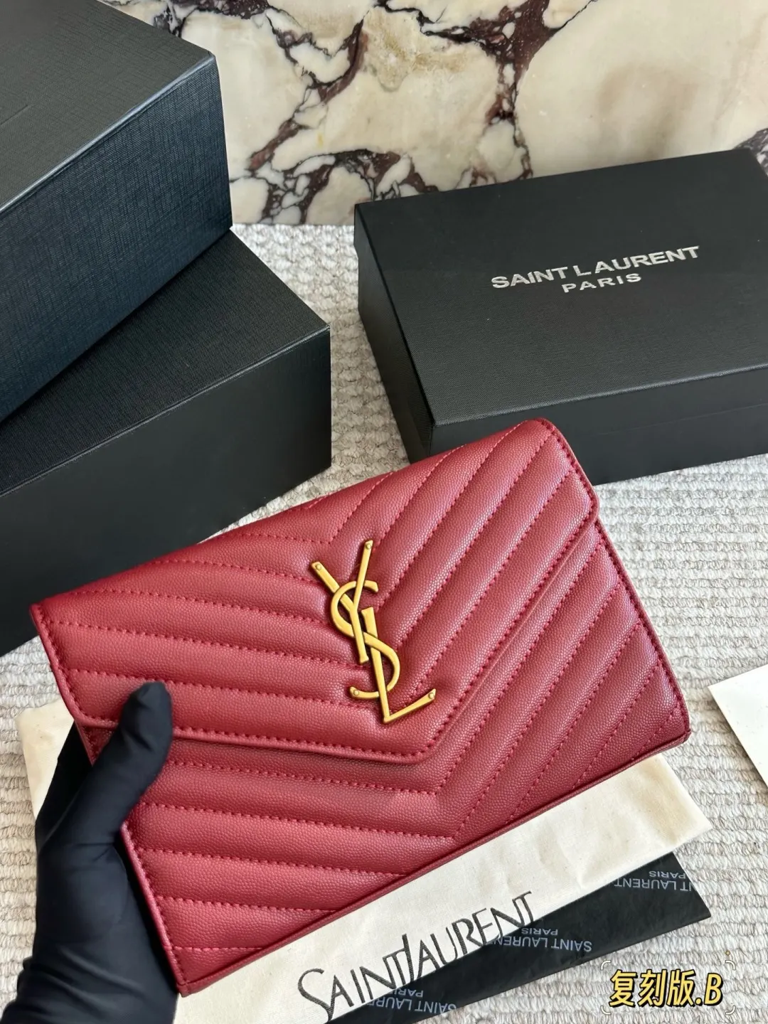 YSL WOC Caviar Leather Chain Wallet D30016505 — view 2