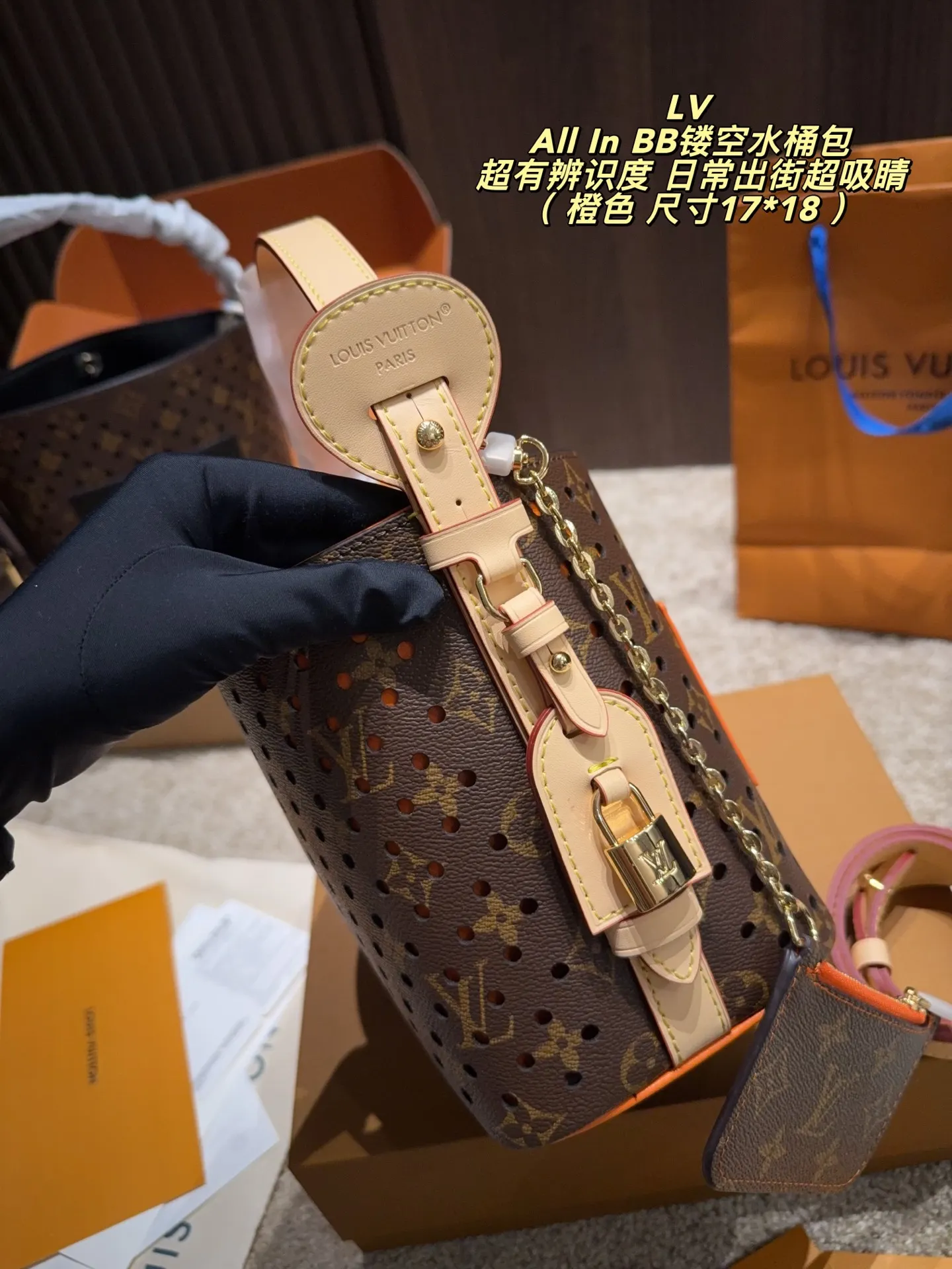 Louis Vuitton All In BB Monogram Perforated Bucket Bag D30016530 — view 5