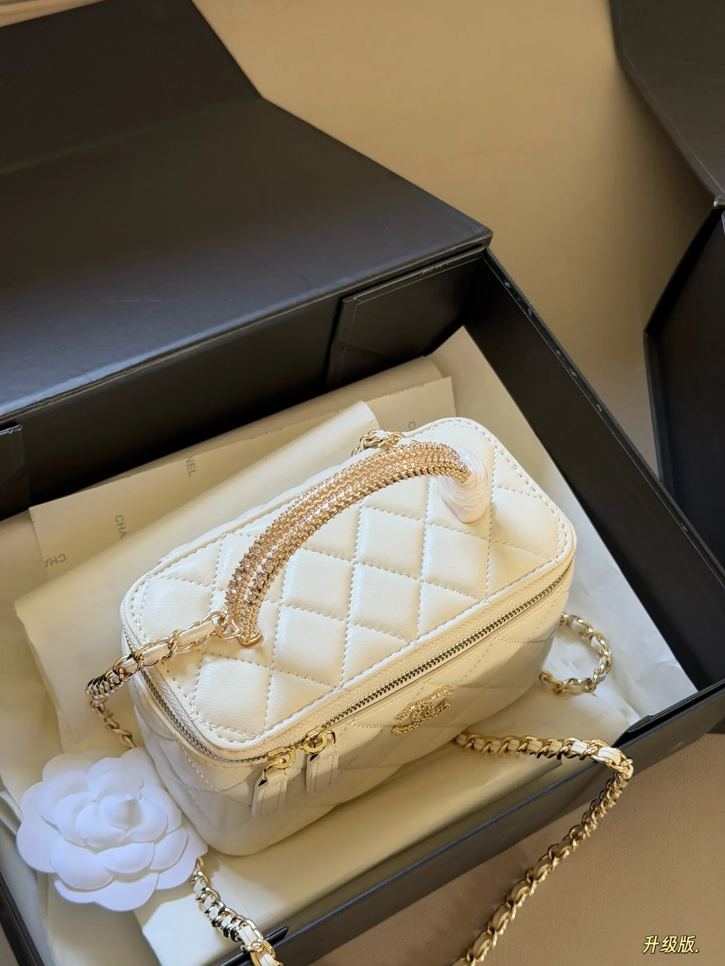 Chanel Quilted Vanity Case with Crystal Handle D30016144 — view 4