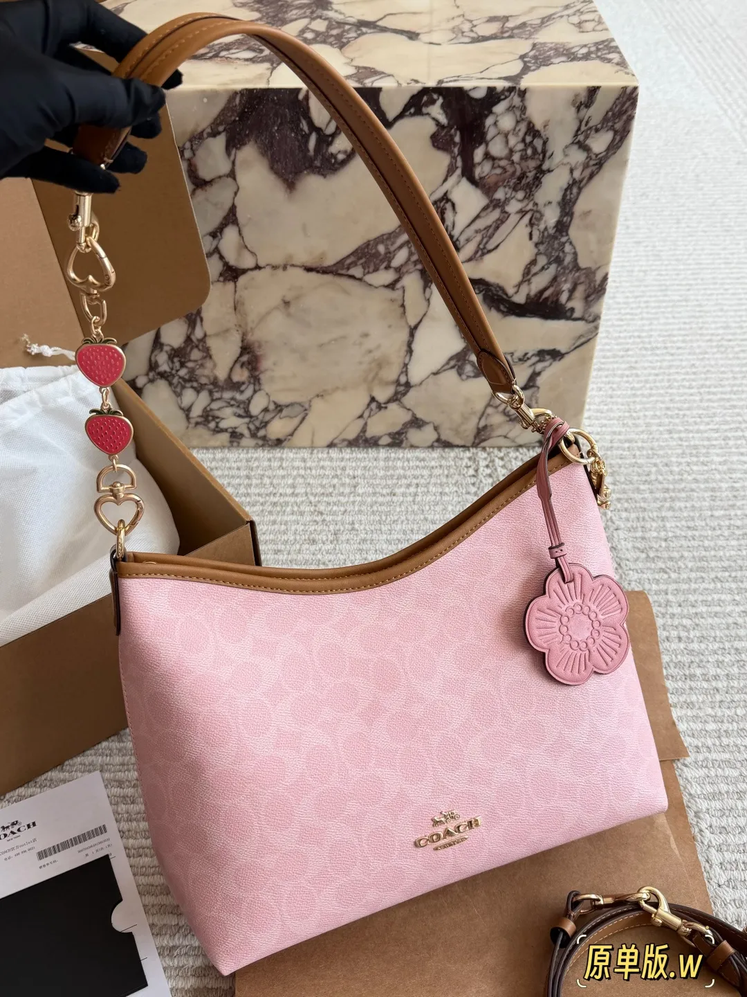 Coach Signature Canvas Hobo Bag in Pink D35516146